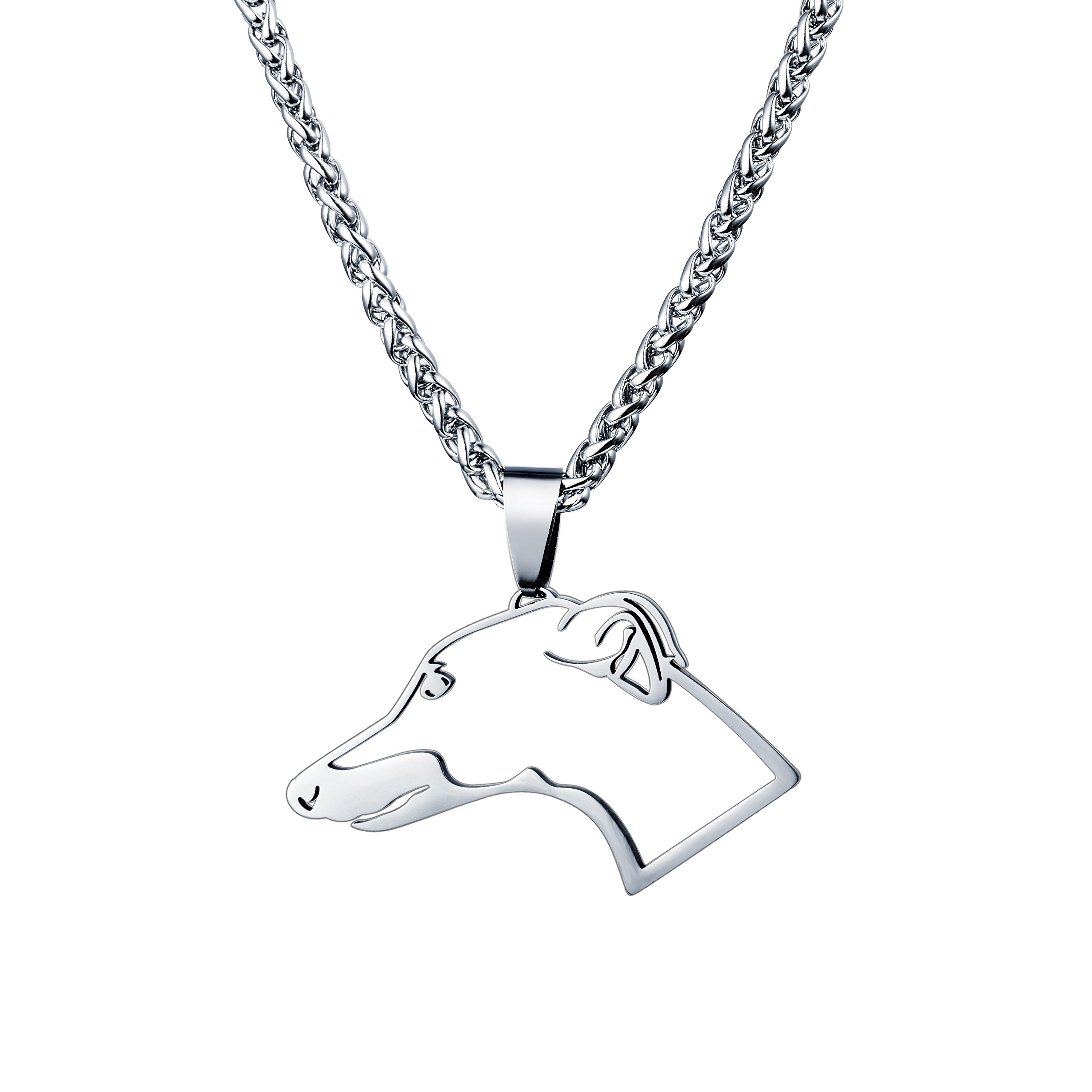 Stainless Steel GreyHound Whippet Head Outline Pet Dog Tag Breed Collar Charm Pendant