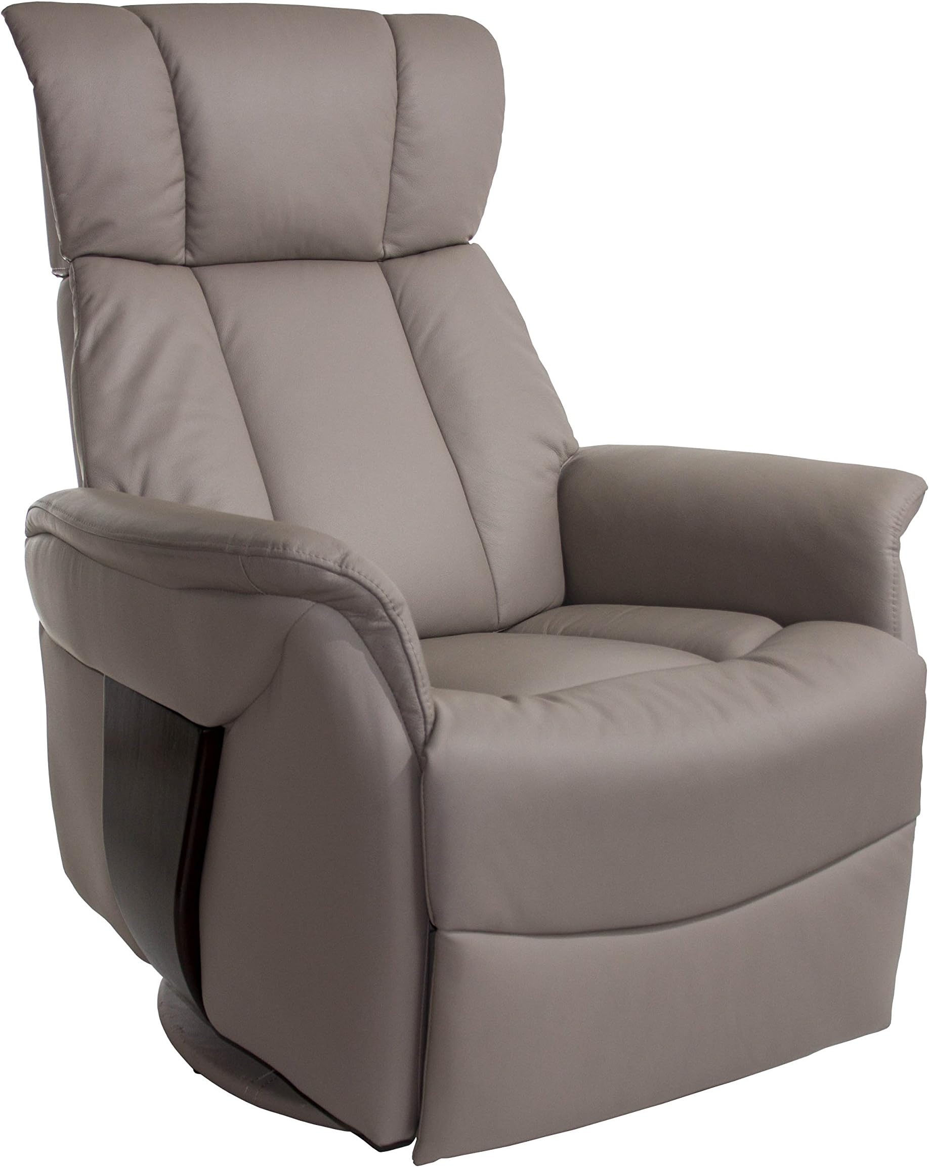 Oslo Collection Vardo Top Grain Leather Recliner with Ottoman, Charcoal Grey