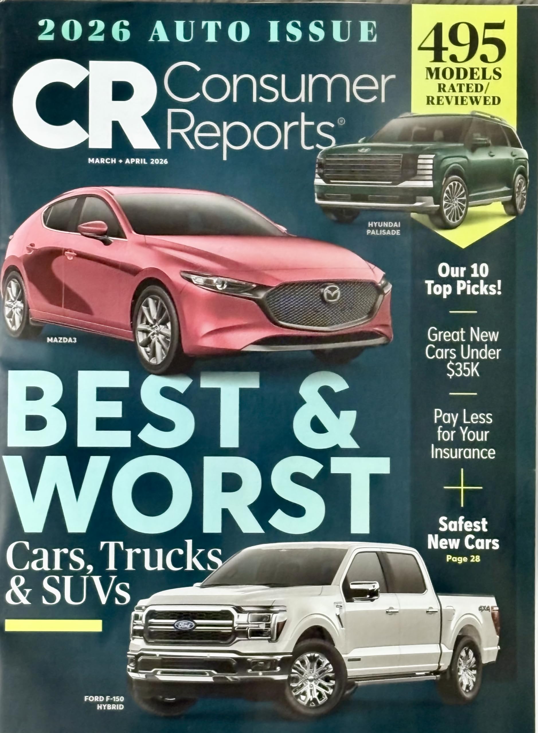 Consumer Reports Magazine (March April 2026 Issue) Best & Worst Cars, Trucks and SUVs