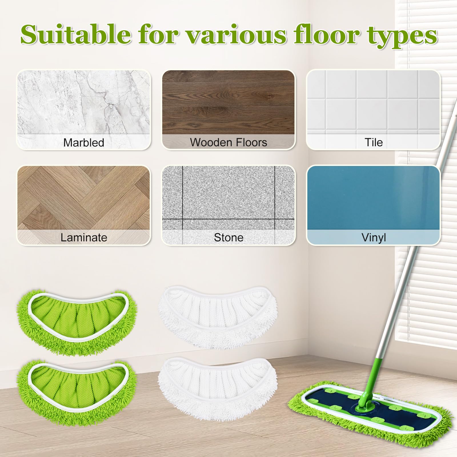 Almohadillas XL compatibles con Swiffer XL Sweeper, paños de barrido en seco XL, recambios de almohadillas húmedas XL, paños de microfibra lavables reutilizables para limpieza de suelos de madera dura