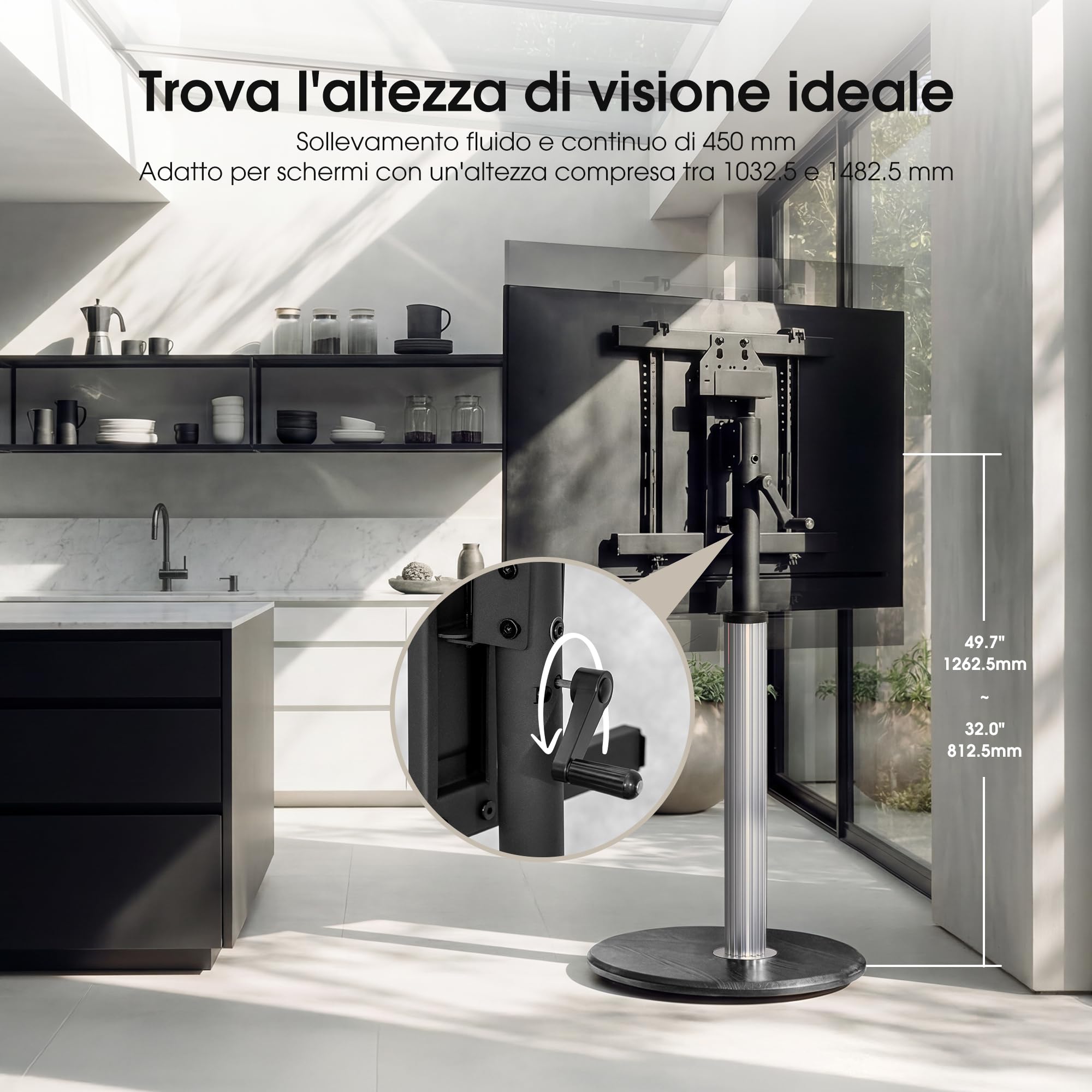 AOKCOS Supporto da Pavimento con Ruote, Carrello TV per 32-65 pollici