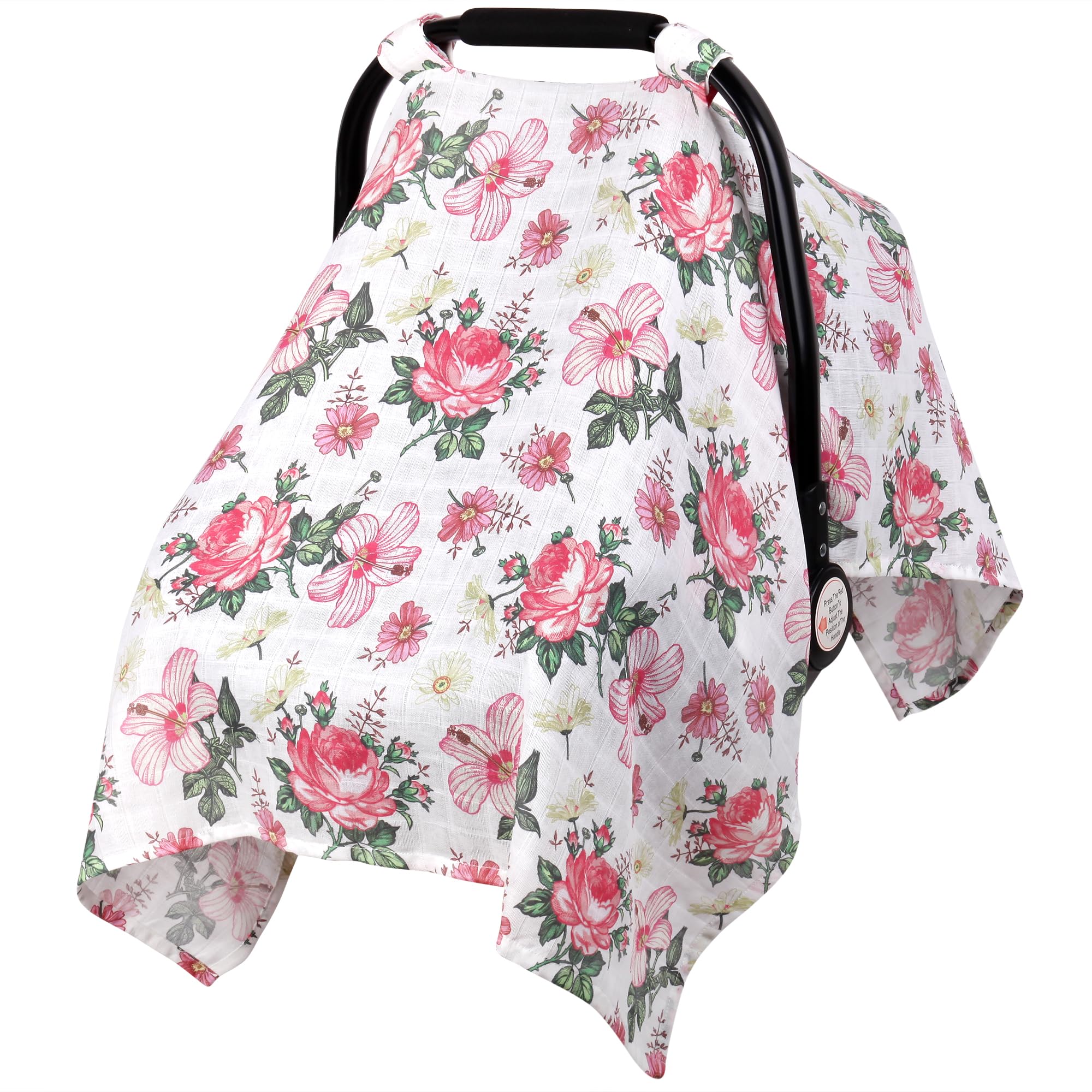 Metplus Muslin Carseat Cover for Babies,Breathable Infant Carseat Cover Lightweight Baby Carrier Cover for Girls Boys, Fit Spring Summer/Hot Days/Warm