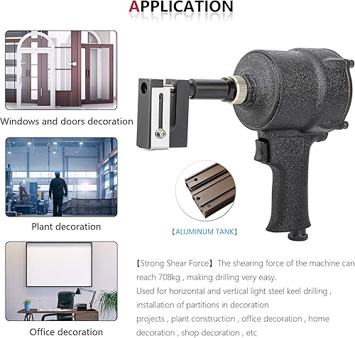 Vista 14 de NEWTRY Perforadora neumática de 0.315 in, herramienta de perforación de agujero de metal de aire, pistola de perforación industrial de chapa 8mm
