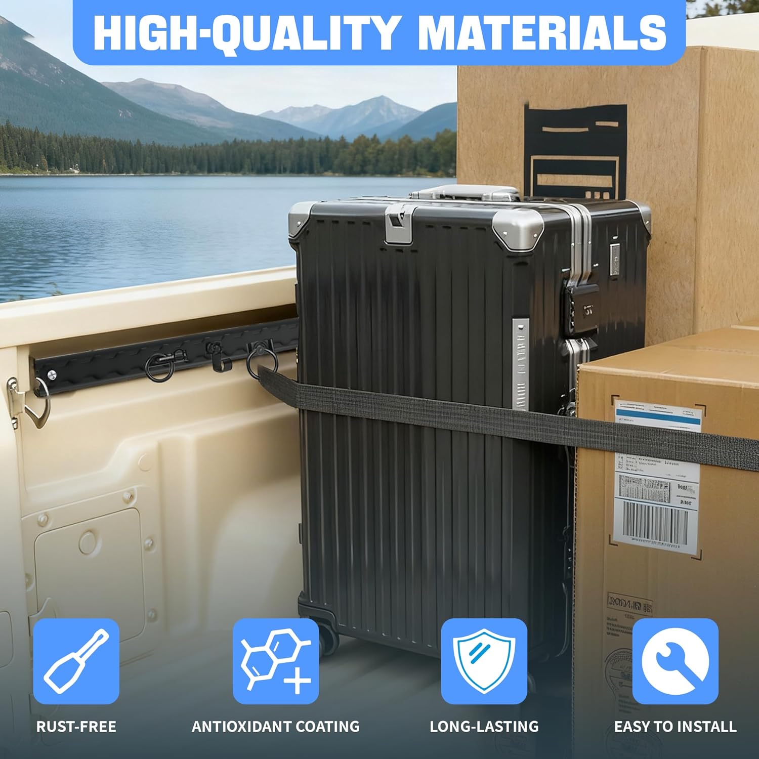 AIWFL 4 Pack Aluminum L Track Black, 24" L-Track Rail, 2ft Heavy Duty L Track Tie Down Rail, Truck Bed Side Rail for Trucks, Vans, Pickup, Enclosed Trailer