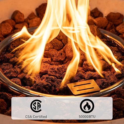 Miniatura 2 de SUNBURY Fogata de propano para exteriores, hoguera cuadrada de gas Stonecrest para patio exterior, mesa de fuego de propano de hormigón de 50,000