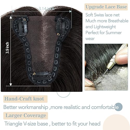 Miniatura 4 de S-noilite Toppers para el cabello para mujer, cabello humano real, base de encaje mejorado, toppers para mujeres con cabello delgado, piezas de