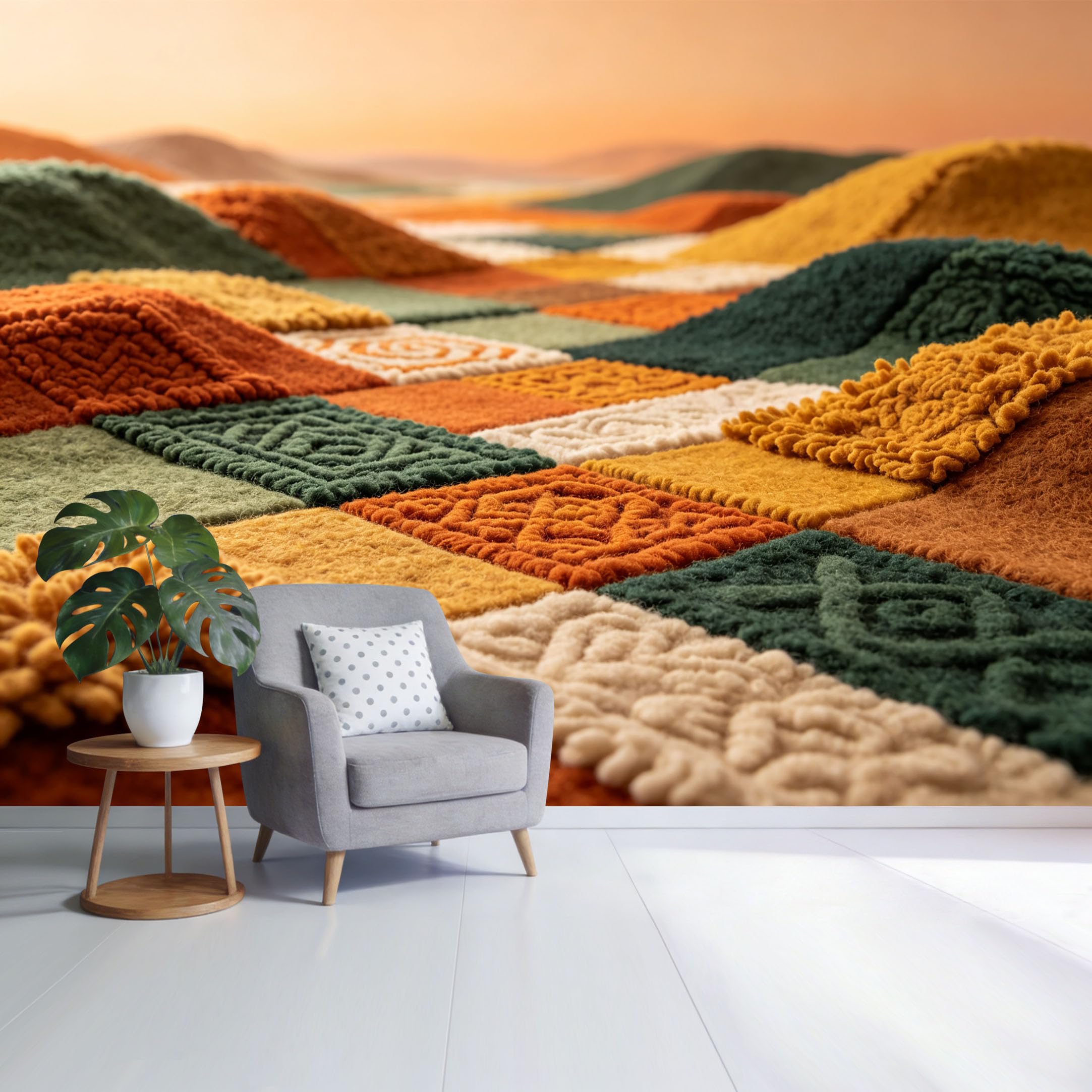 Custom Size Wall Mural Textured Geometric Abstract Pattern Warm Earth Tone Landscape SelfAdhesive Wall Fabric Removable Wallpaper for Home Office Decor
