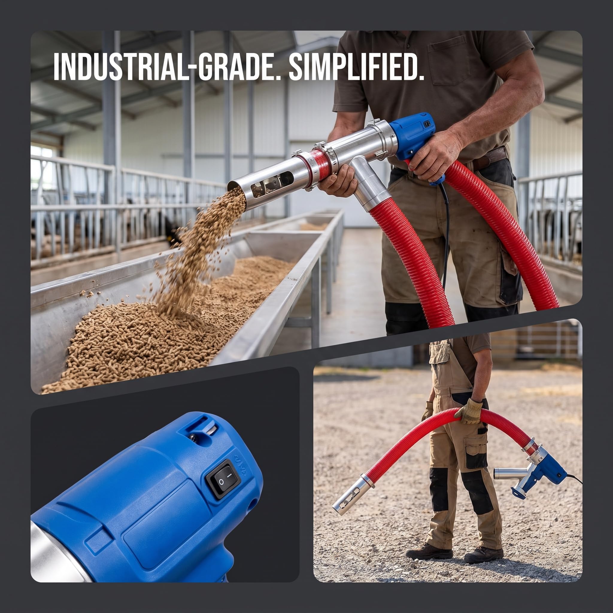 Vis sans Fin Robuste De 1500 W pour Grains, Machine Daspiration De Grains Portable avec Tuyau De 1,5 M, Convoyeur À Vis Industriel pour Grains, Aliments pour Animaux, Engrais, Ciment, Sable Et