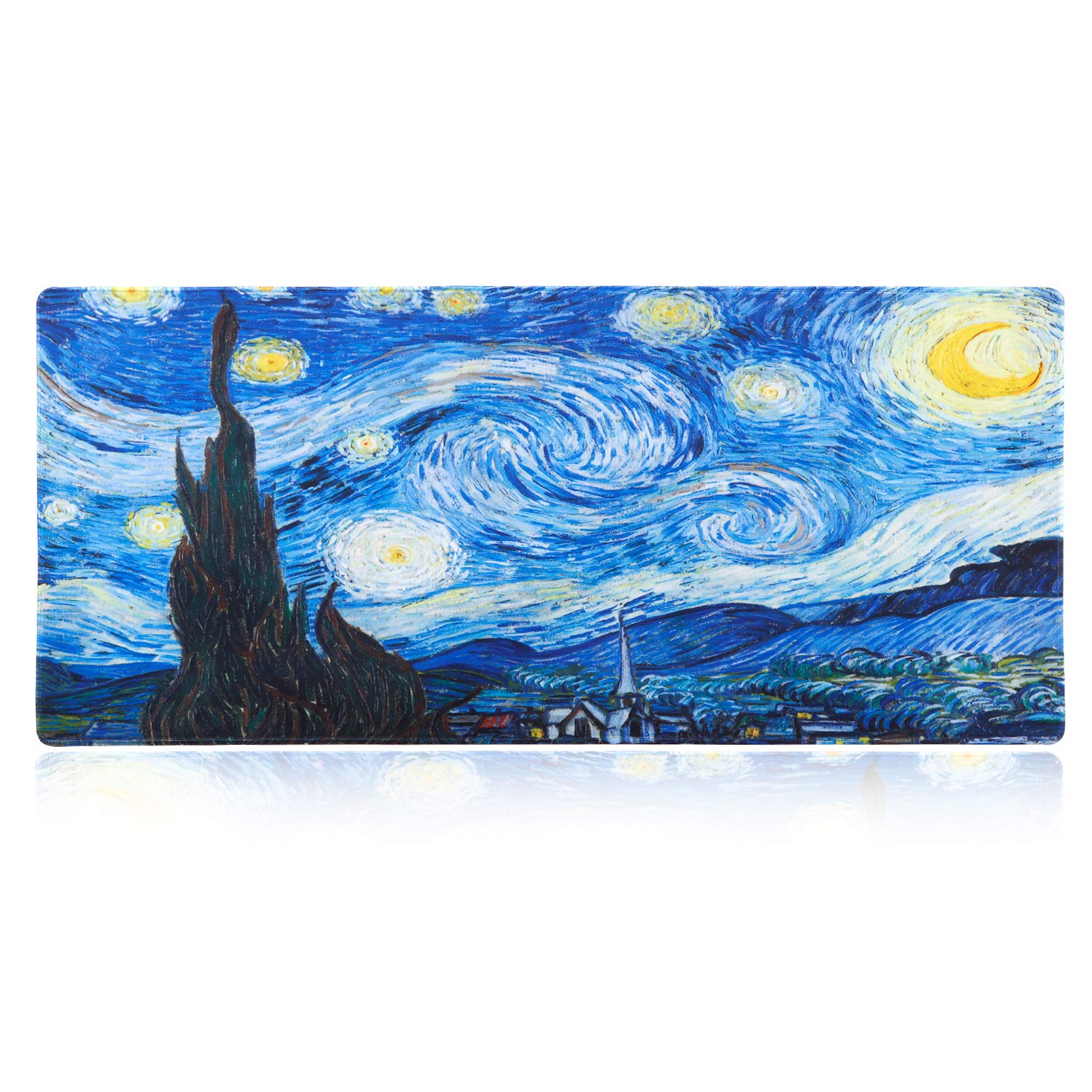 iLeadonExtended Gaming Mouse Pad, Non-Slip Water-Resistant Rubber Base Computer Keyboard Mouse Mat Desk Protector, 35.5 x 15.75-inch 3mm Thick XX-Large, Ideal Partner for Work & Game (Starry Night)