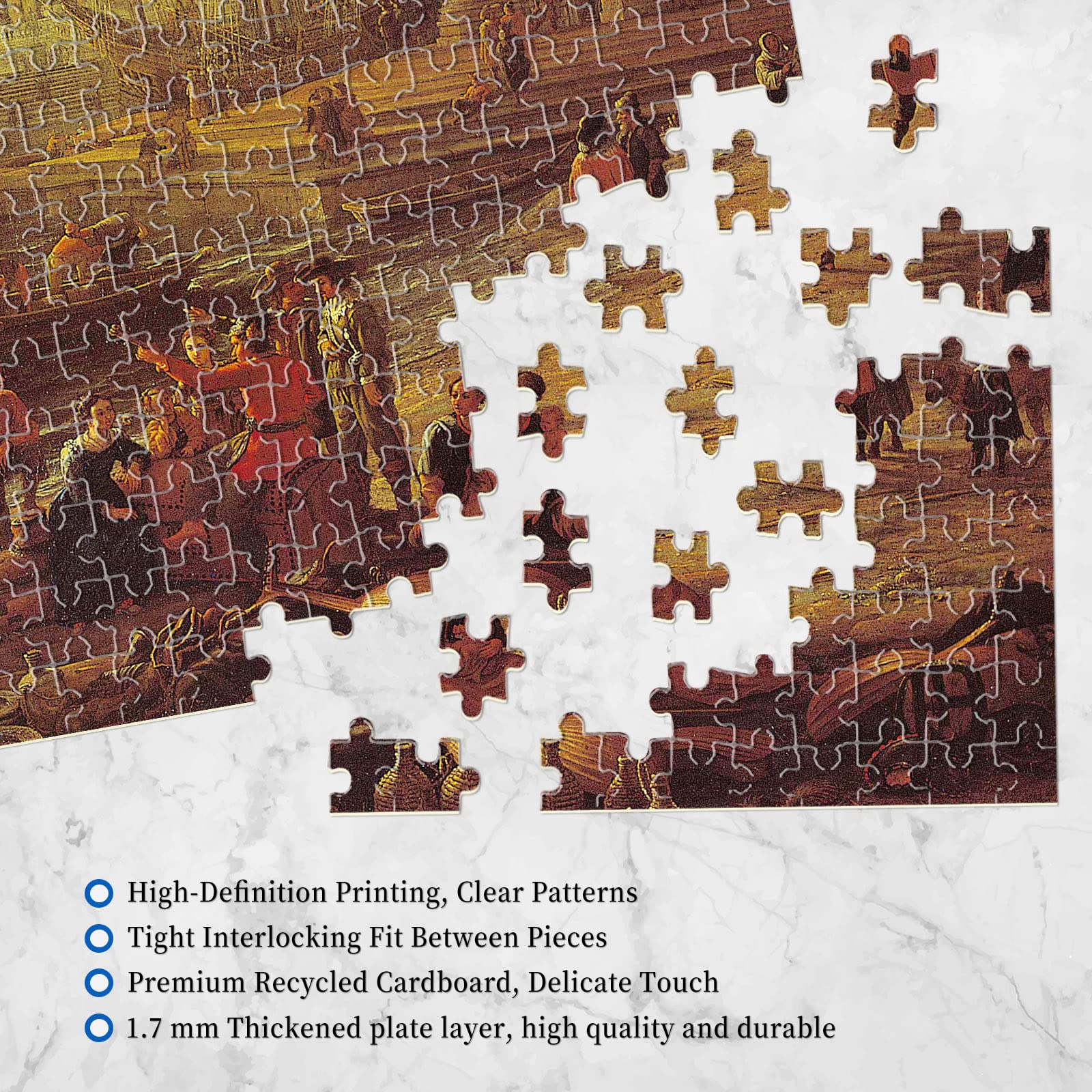 2000 Piece Puzzle-Seaside Boats Jigsaw Puzzles For Adults 2000 Piece,Porto con Villa Medici Claude Gellée Puzzle 2000 Pieces,Port Scene with the Villa Medici Puzzles - Image 4