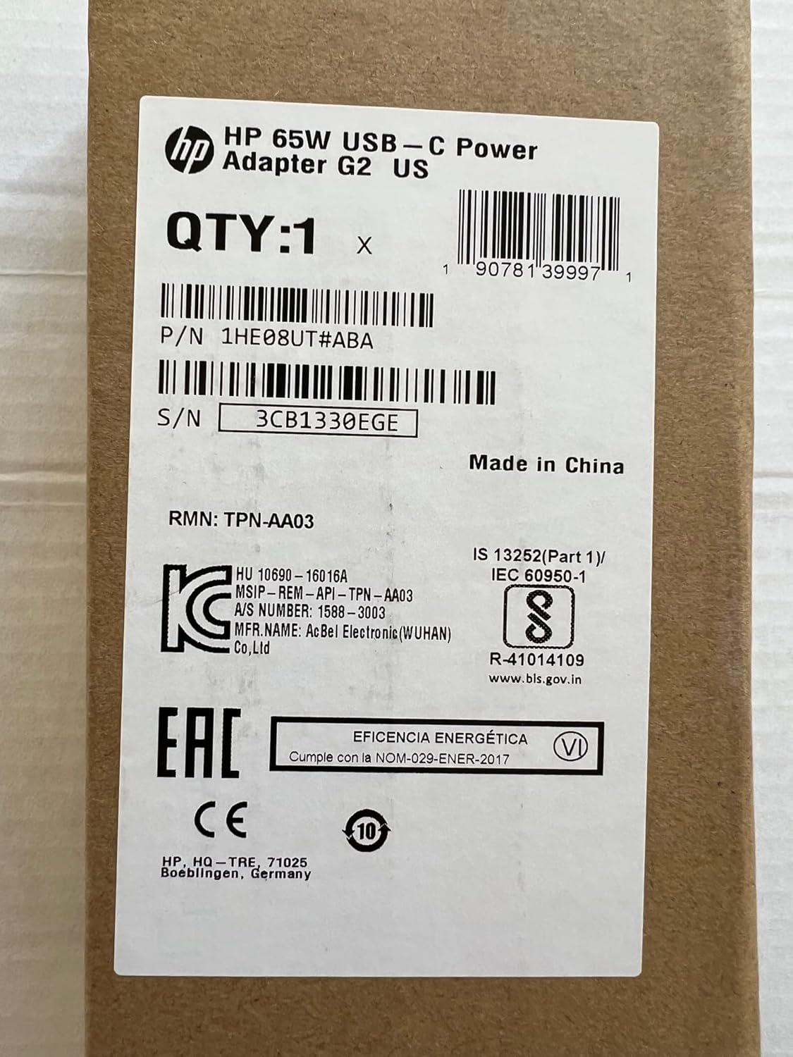 Original For HP 65W USB Type-C Travel Ac Adapter For:HP Spectre x360  13-AE015DX, 100% Compatible with HP Part Number: 860065-002, 860209-850, ...