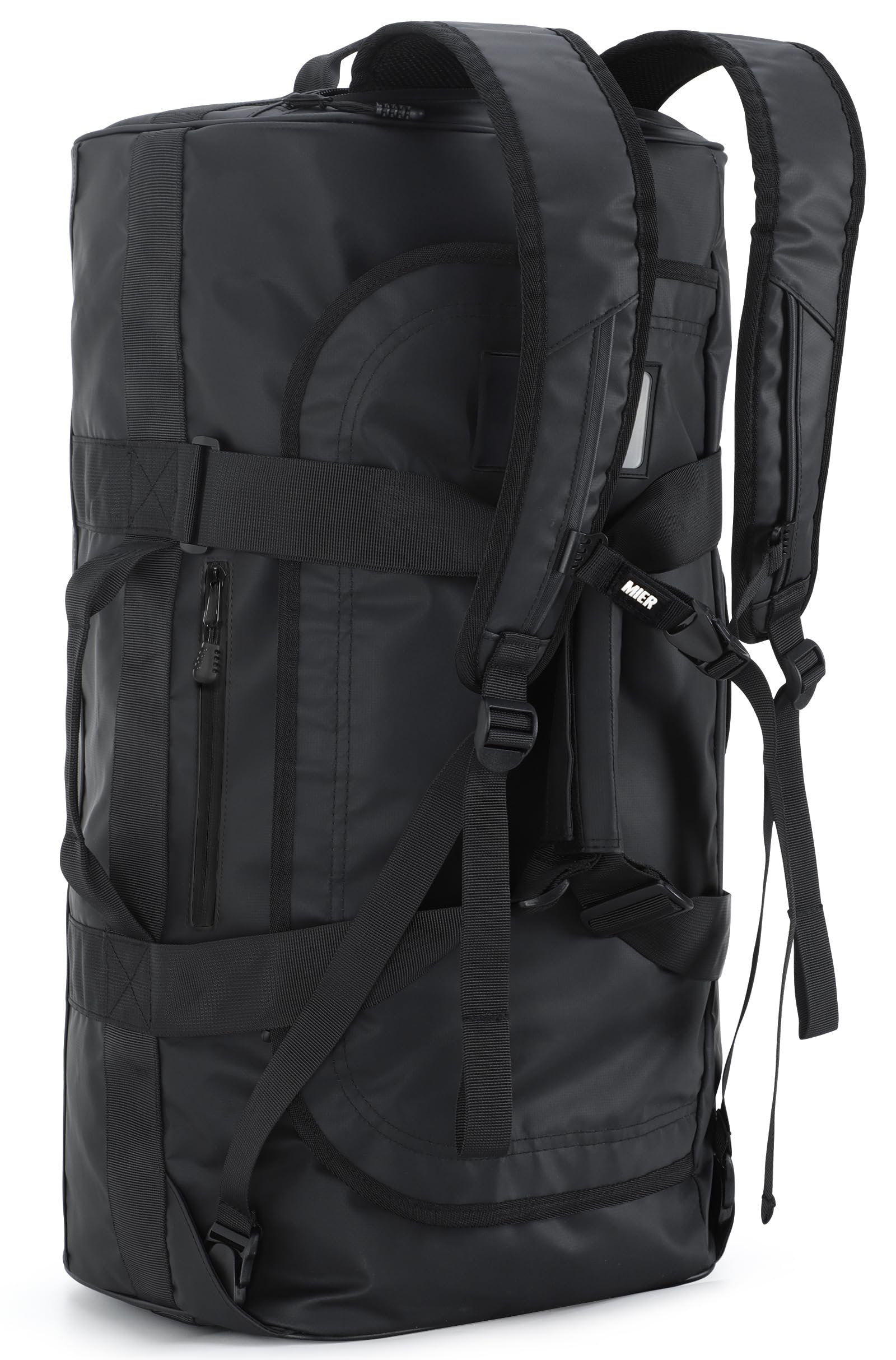 MIER Duffle Bag Backpack Gym Bag Heavy Duty Mens Convertible Water Resistant Sports Duffel Bag with Shoulder Straps for Travel, Overnight, Camping, 60L, Black