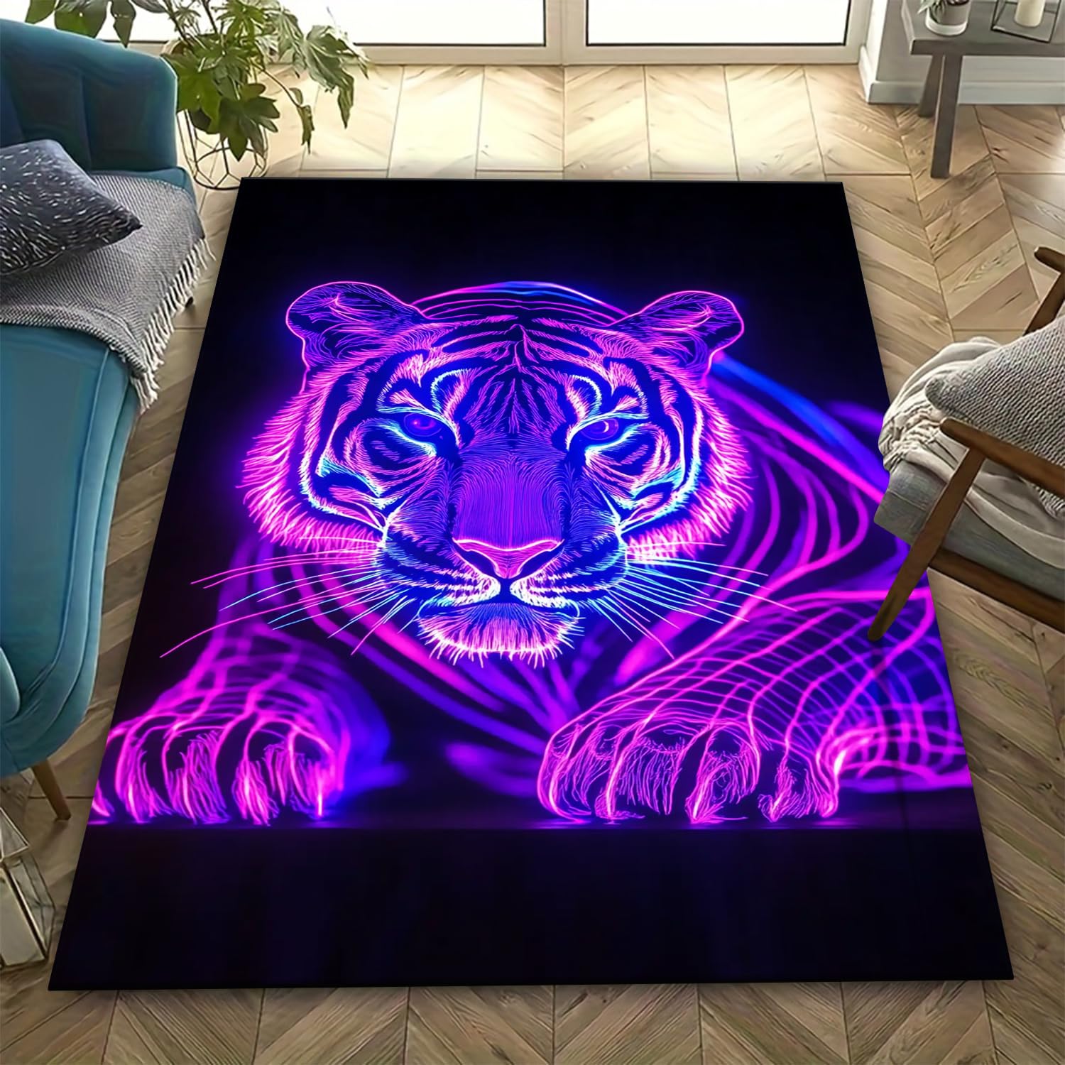 Tapis de chaise lavable léopard 3D la décoration moderne et résistante