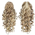SWACC 12-Inch Short Screw Curls Claw Clip Ponytail Extensions Synthetic Clip in Drawstring Curly Ponytail Hairpiece Jaw Clip Hair Extension (Beige/Blonde Mixed-24H613)