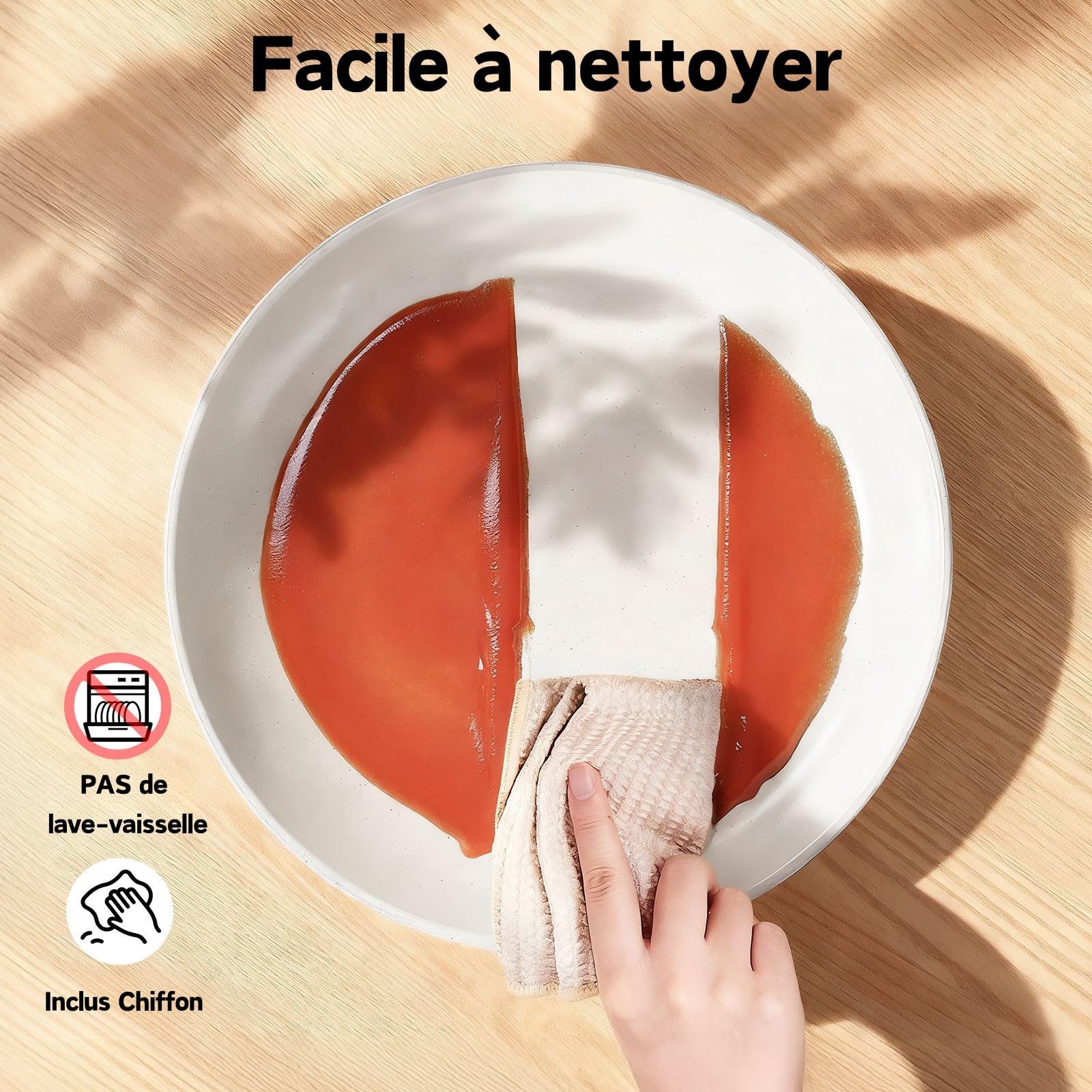 LEADZM Batterie de Cuisine Induction，Casserole Induction，poele，22 Pièces | Set de et en，Casseroles Poêles Céramique Antiadhésif - 22 Pièces avec Poignées Détachables（blanc cassé）