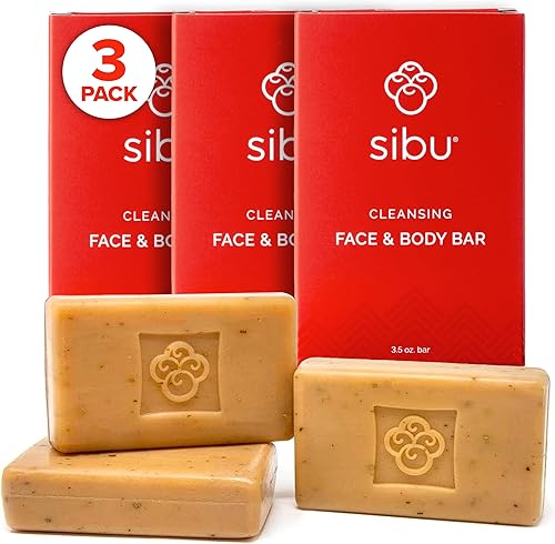 sibu Jabón de espino cerval de mar, barra limpiadora facial y corporal con aroma cítrico (paquete de 3)  Hidrata la piel, reduce el enrojecimiento y