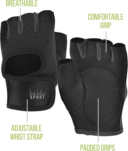 Miniatura 4 de Nicole Miller - Guantes de entrenamiento para levantamiento de pesas, muñequeras para ejercicios de fitness y gimnasio para hombres y mujeres