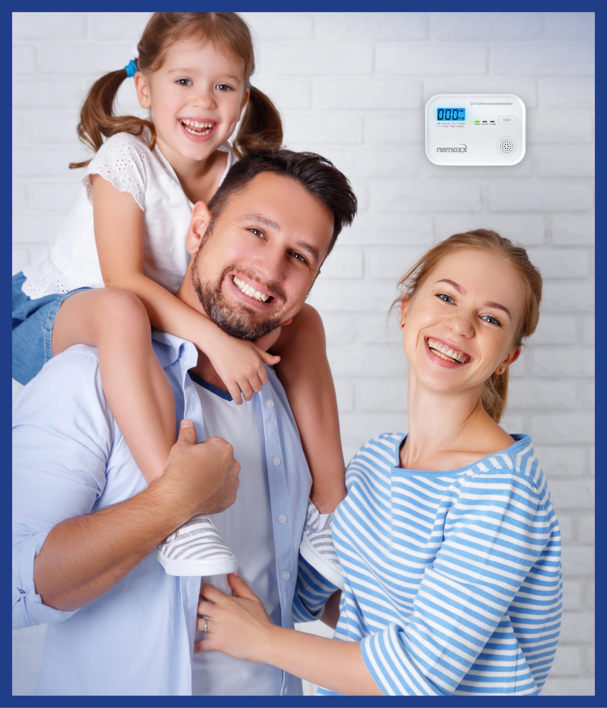 NEMAXX® CM18 Czujnik Tlenku Węgla/Alarm CO z Wyświetlaczem LCD – 85 dB, Sensor Elektrochemiczny, EN 50291-1:2018, Przycisk Testowy, 3× Baterie AA LR6, Żywotność Produktu 10 Lat – Zestaw 3 szt.