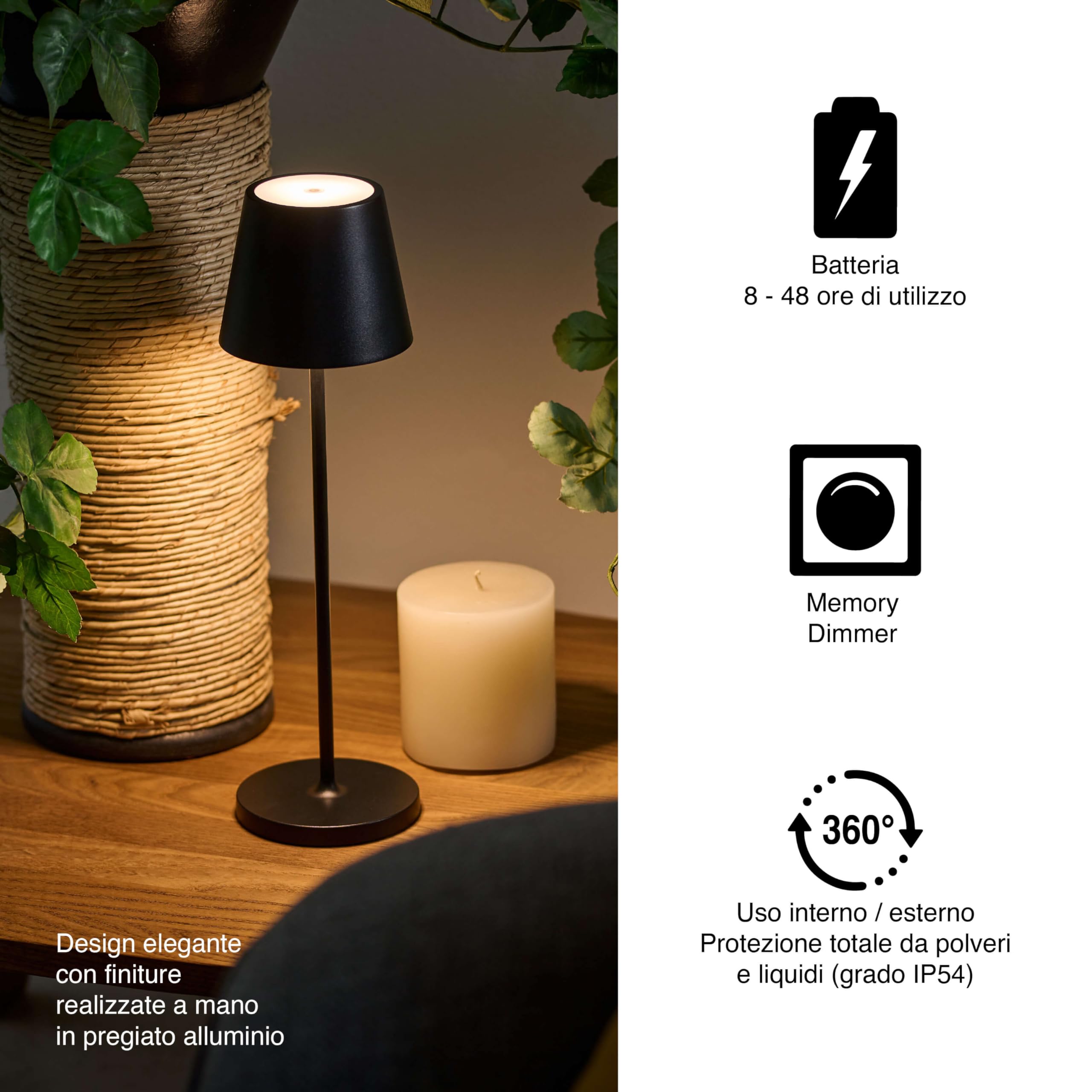 LA VILLE LUMIÈRE SuzieV Dimmable Rechargeable LED Table Lamp, Wireless for Bedrooms Bedside, Living Room and Restaurants - Image 4