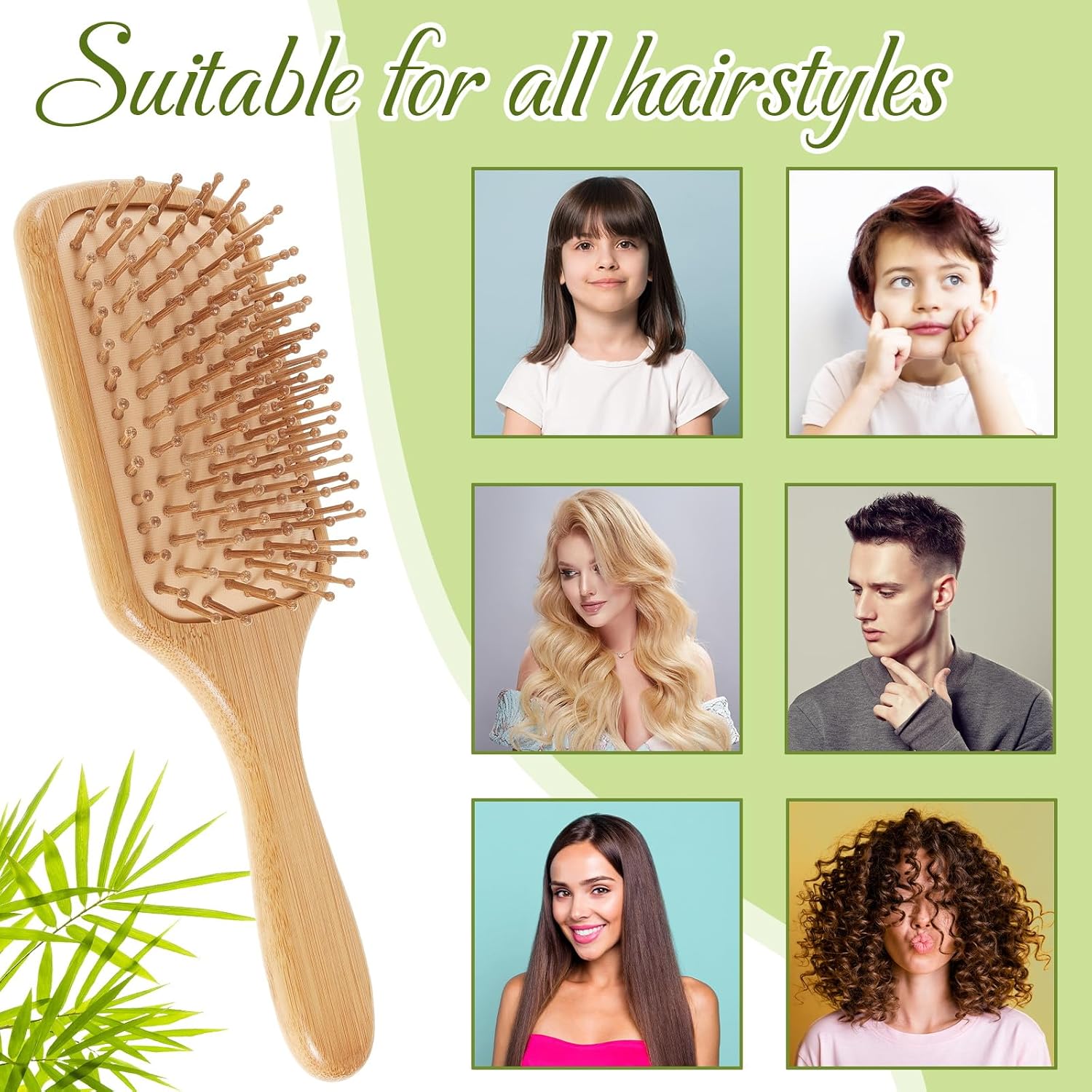 Weysat 48 Pack Bamboo Hair Brushes Gifts Bulk Wooden Paddle Detangling Hairbrush for DIY Craft, Anti Static Scalp Massage Brush for Women, Men, Wedding (Natural)