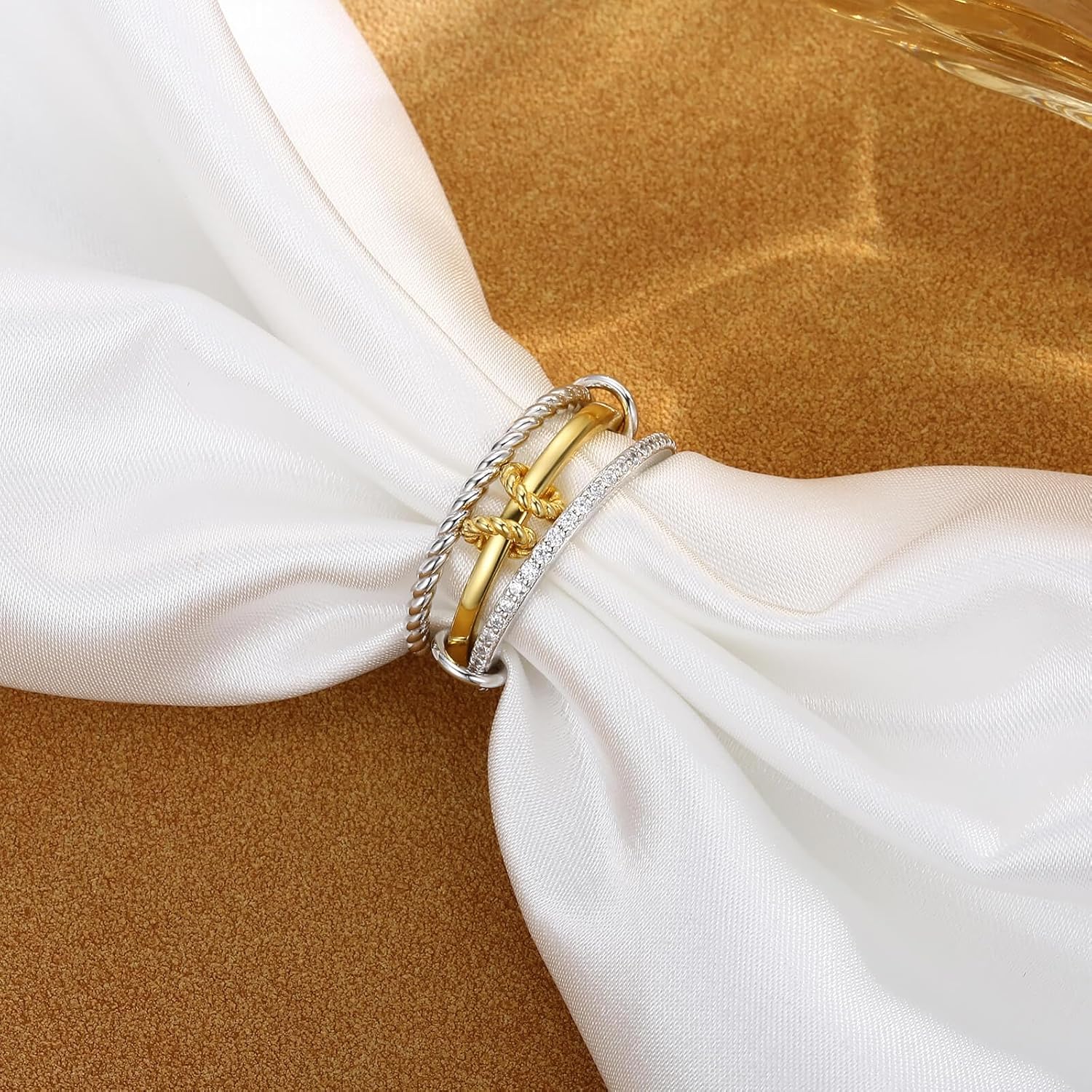 925 Sterling Silver Stackable Rings for Women Jewelry Non Tarnish Interlocking 3 Stack Twisted Rings Set for Women Dainty Bands - Image 2