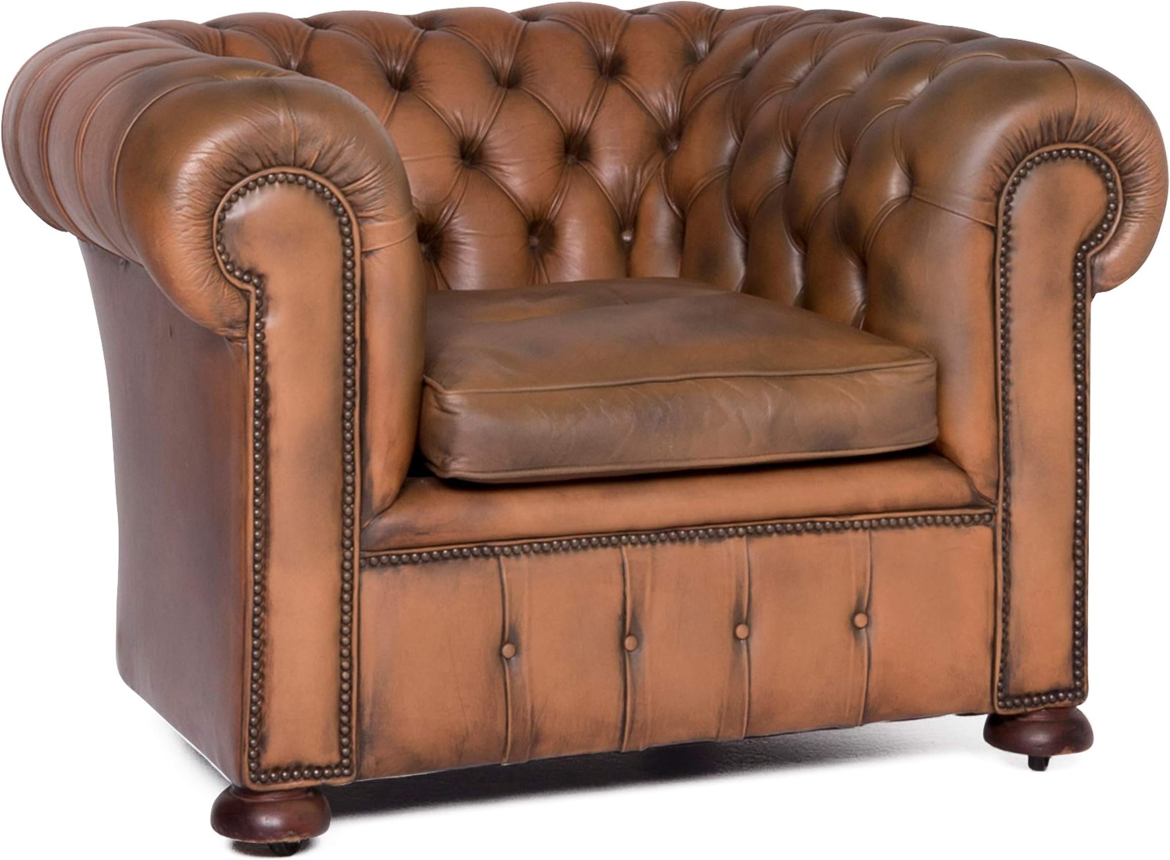 Chesterfield Leather Armchair Brown Genuine Leather Chair Vintage Retro