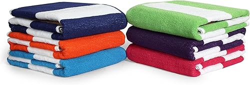 Miniatura 9 de BolBoms - Toalla de baño de 6 piezas toalla de playa 100  algodón a rayas toalla de playa de gran tamaño de 30 x 60 pulgadas toalla de secado rápido