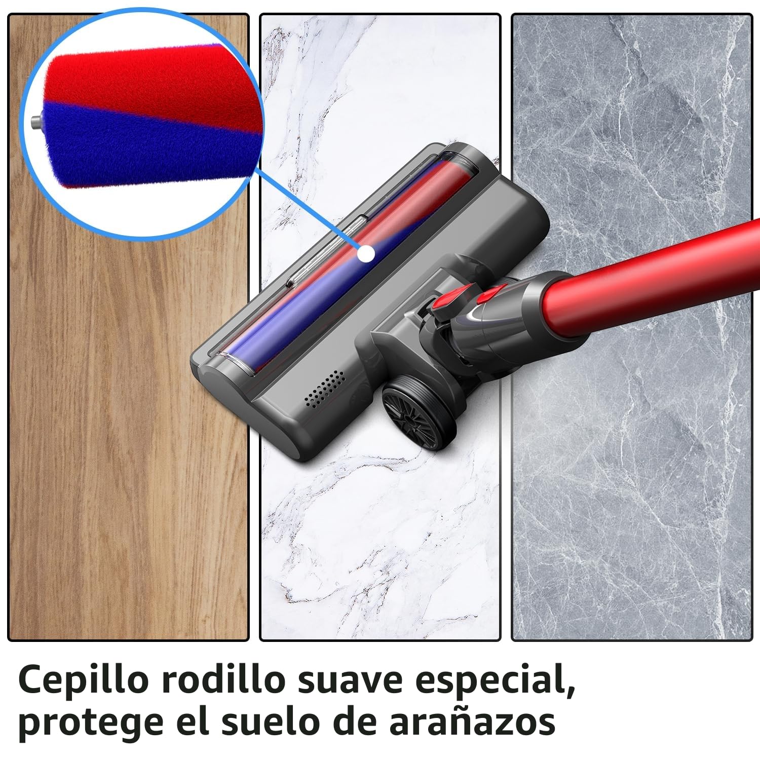 Cepillo con rodillo suave para Dyson V7 V8 V10 V11 V15, pieza de repuesto para boquilla de suelo, cepillo de repuesto con rodillo suave, luces frontales para suelos duros como parquet, suelos de
