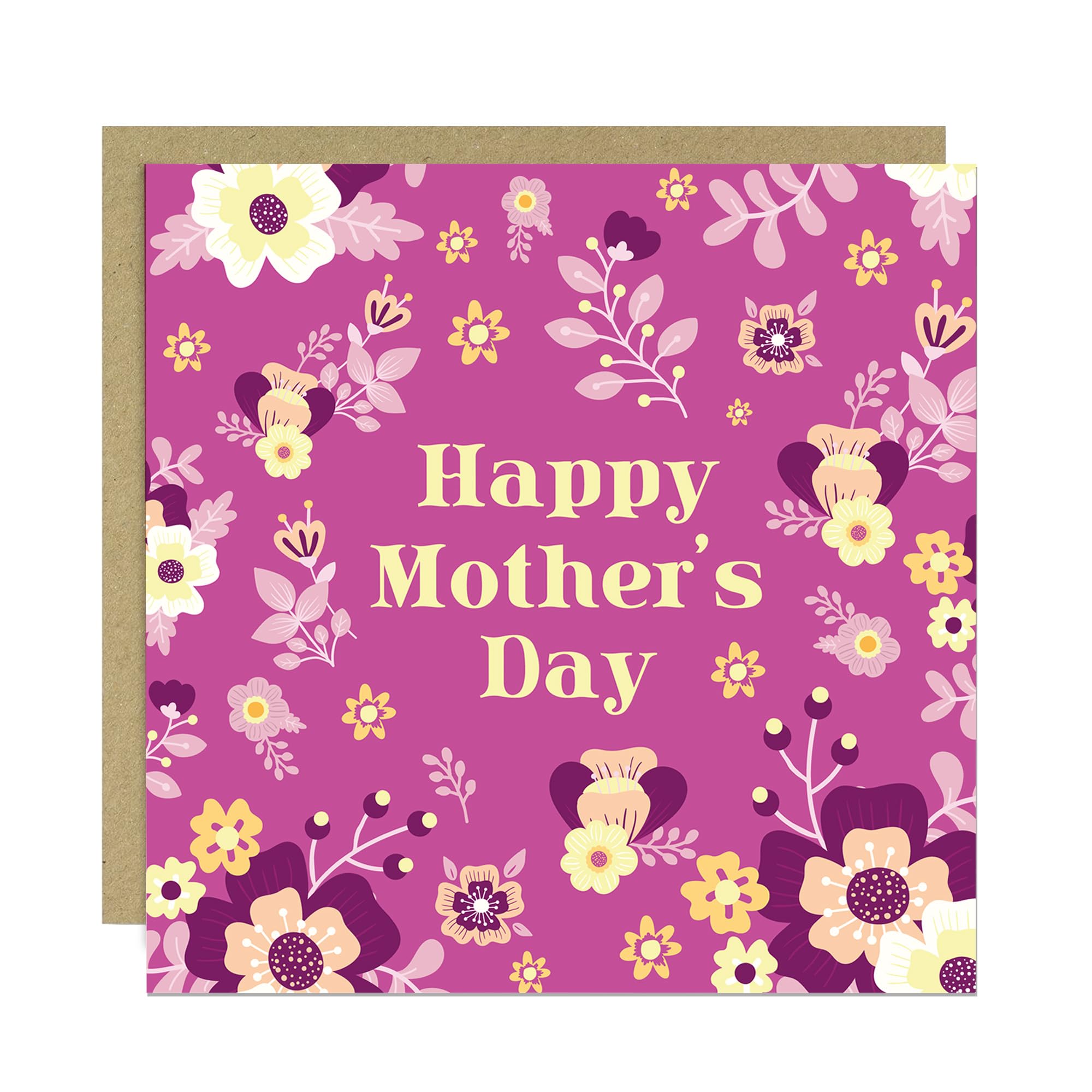 RED OCEAN Floral Mothers Day Card With Kraft Envelope Elegant Card Perfect for Mum, Nanny Nan Grandma, or Someone Special, For Her, Women, Mothers Day