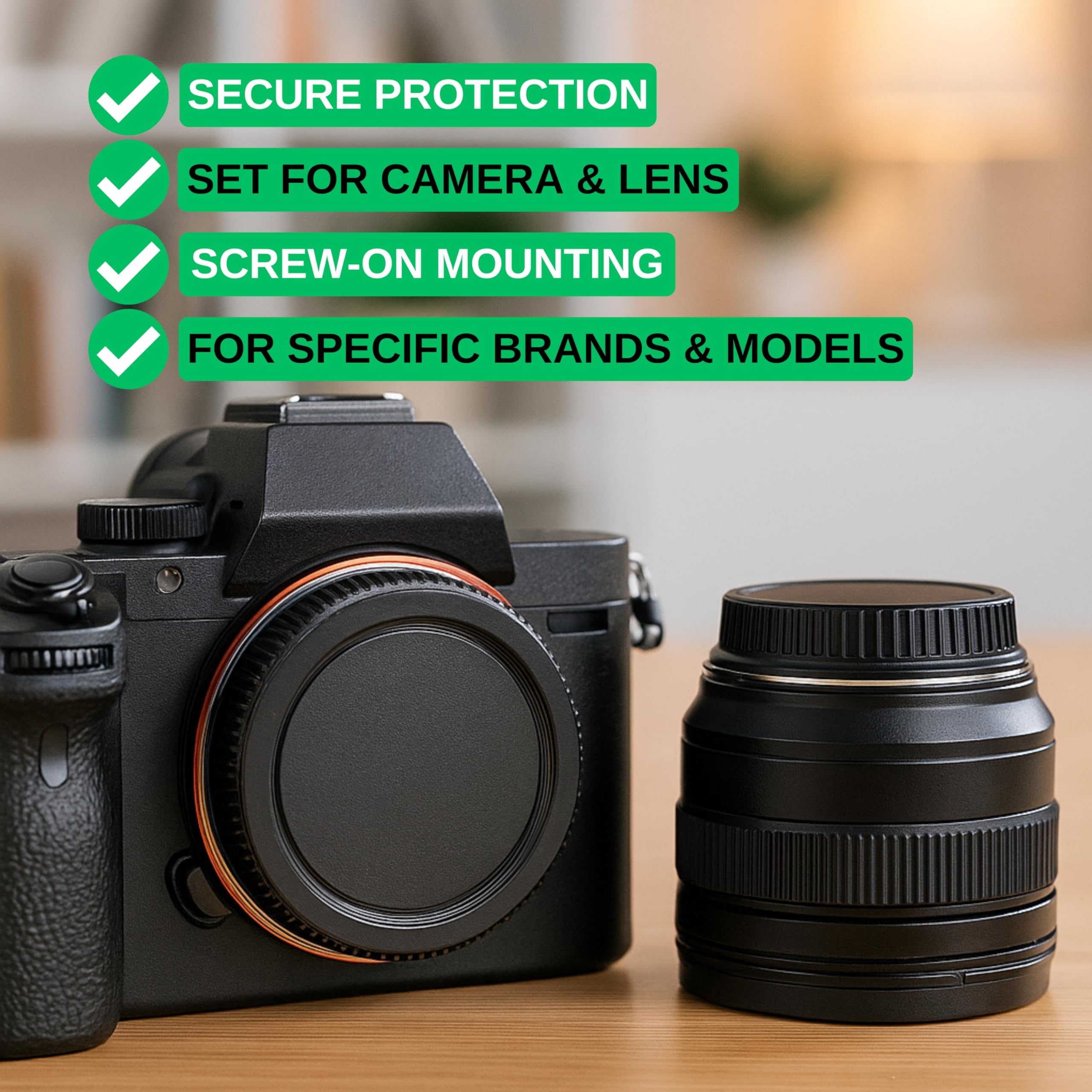 Set accessori per fotocamere con 1 copertura protettiva per fotocamera e 1 copriobiettivo posteriore, compatibile con LEICA M42, per obiettivo da 42 mm, ricambio cappucci protettivi, Camera, Cover