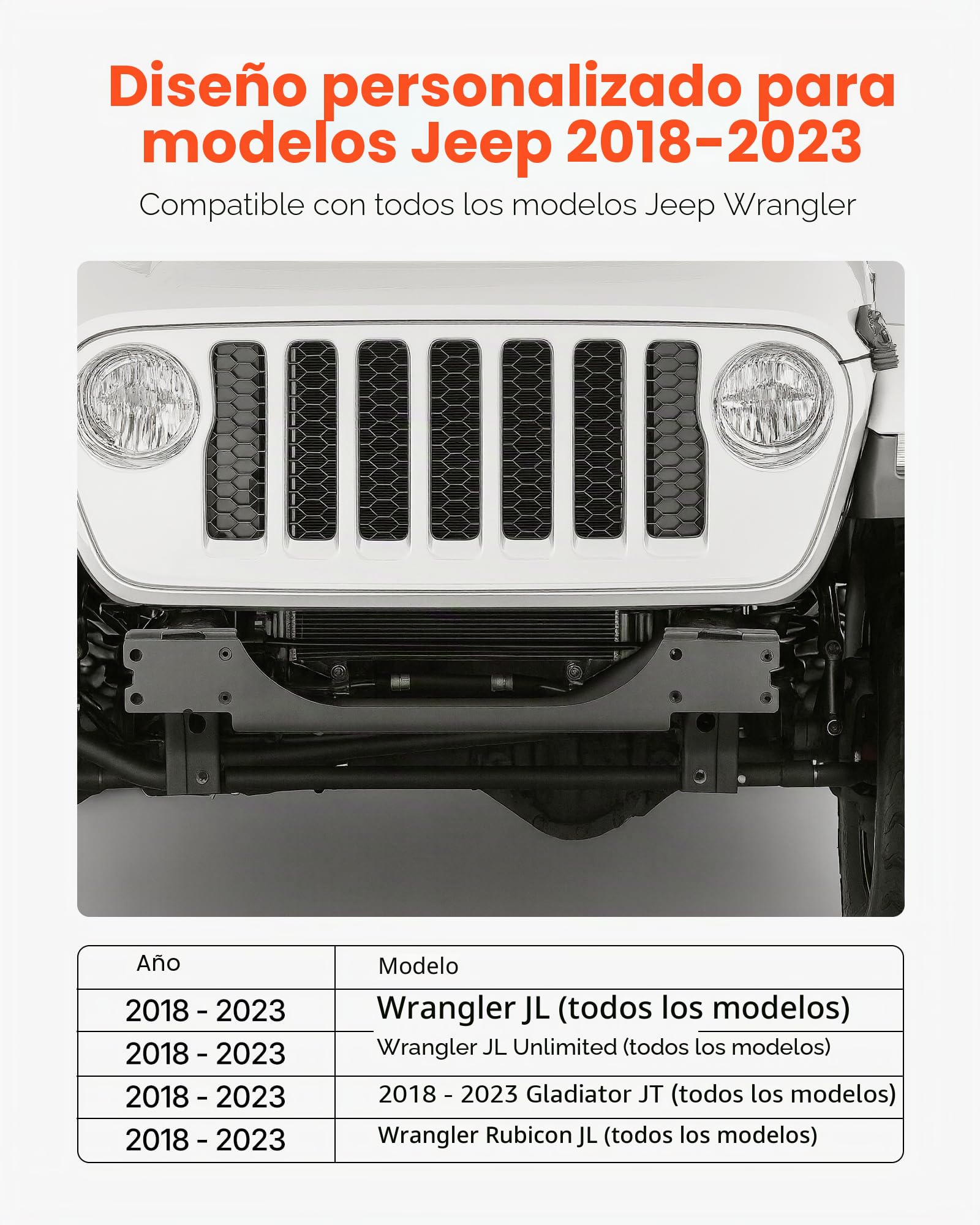 VEVOR Soporte de Cabrestante, Soporte de Enganche de Remolque para Modelos Jeep Wrangler JL/JLU y Gladiator JT Seleccionados (2018-2023), Diseño de 2 Orificios Capacidad de 5443 kg, Negro