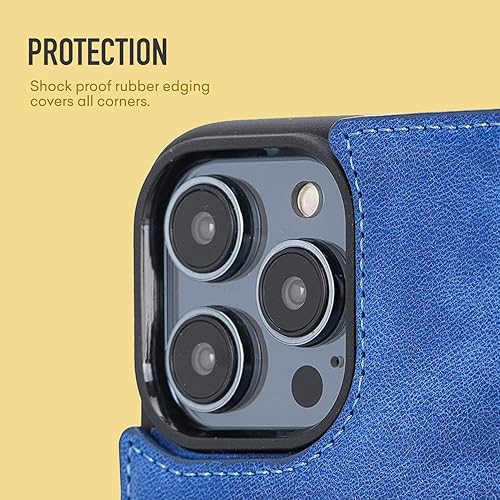 Miniatura 2 de Bayelon Funda para iPhone 14 Pro, funda de piel de grano completo, 2 en 1, funda magnética desmontable con ranuras para tarjetas, soporte y