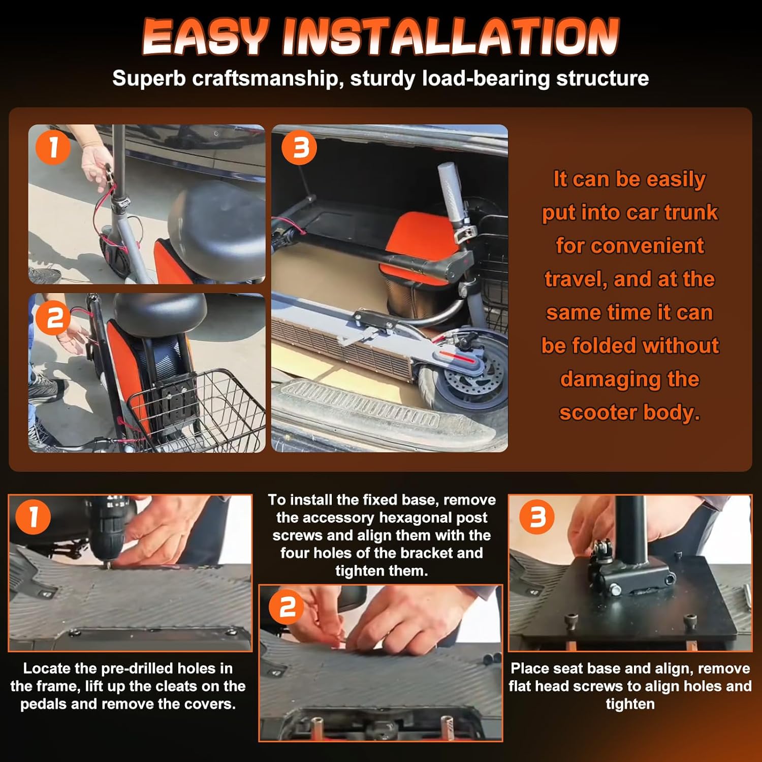 Electric Scooter Seat Compatible with Segway Ninebot ZT3 Pro Seat Attachment for Adult with 10L Large Storage Bag, Comfortable PU Cushion, Cup Holder