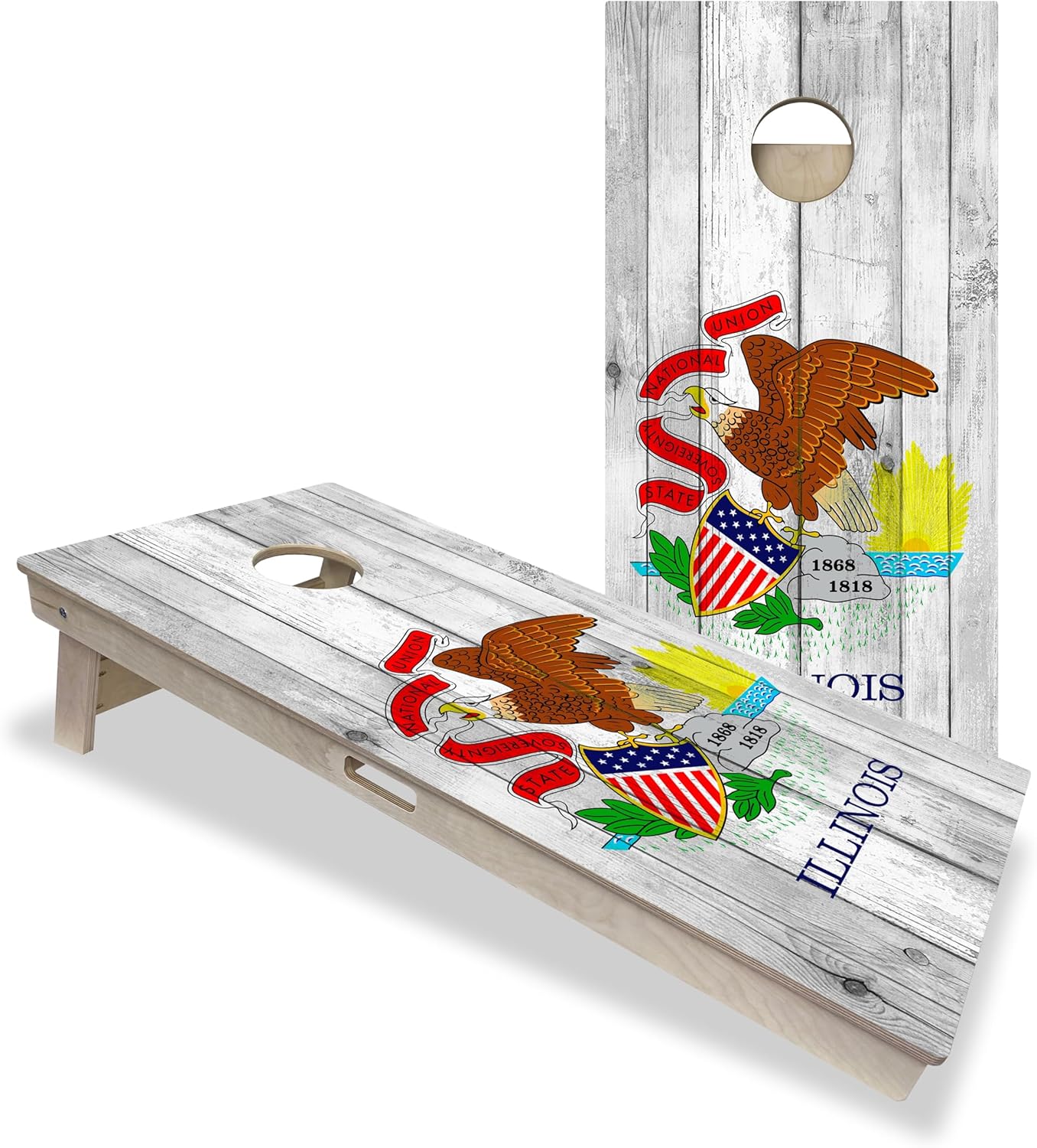 CornholeAce ACE PRO State Flags Professional Cornhole Boards - No Bounce! Triple Wide Legs, 3/4" Baltic Birch Plywood, Handles, Regulation Size (4x2ft), Tournament Style, Made in USA