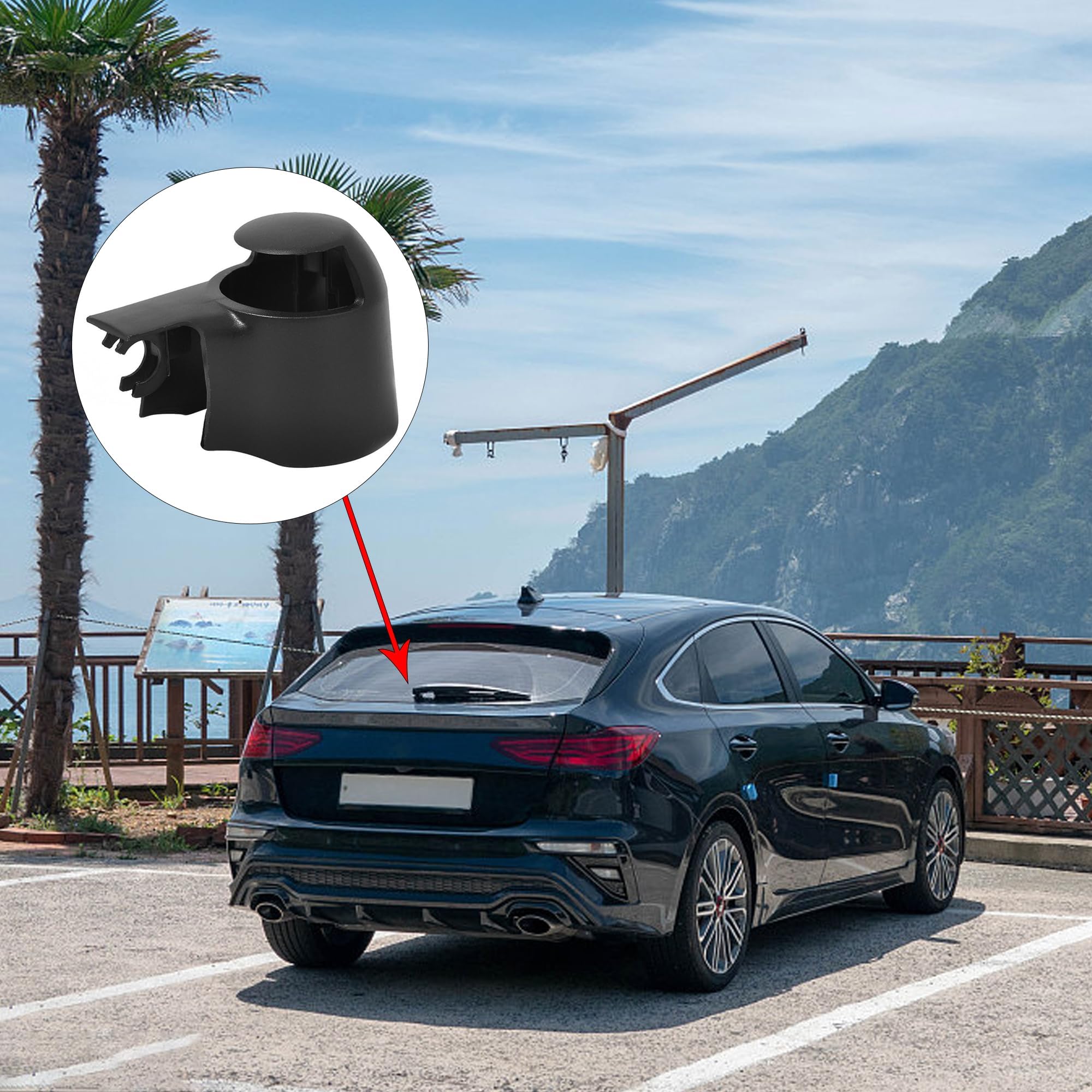 Nasadka do tylnej wycieraczki, osłona tylnej wycieraczki, dysza natryskowa, wycieraczki do Golf 5, Transporter, T5, Passat Touran, Polo, Tiguan Scirocco (czarna)