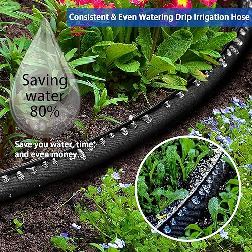 Miniatura 6 de Manguera de remojo de jardín, resistente a prueba de fugas, diseño de riego por goteo de doble capa, goteo constante que ahorra un 80% de agua, 50