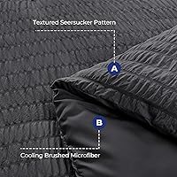 Vista 3 de HYMOKEGE - Funda de edredón gris oscuro tamaño King, juego de funda de edredón de sirsaca ultra suave de 3 piezas con cierre de cremallera, juego