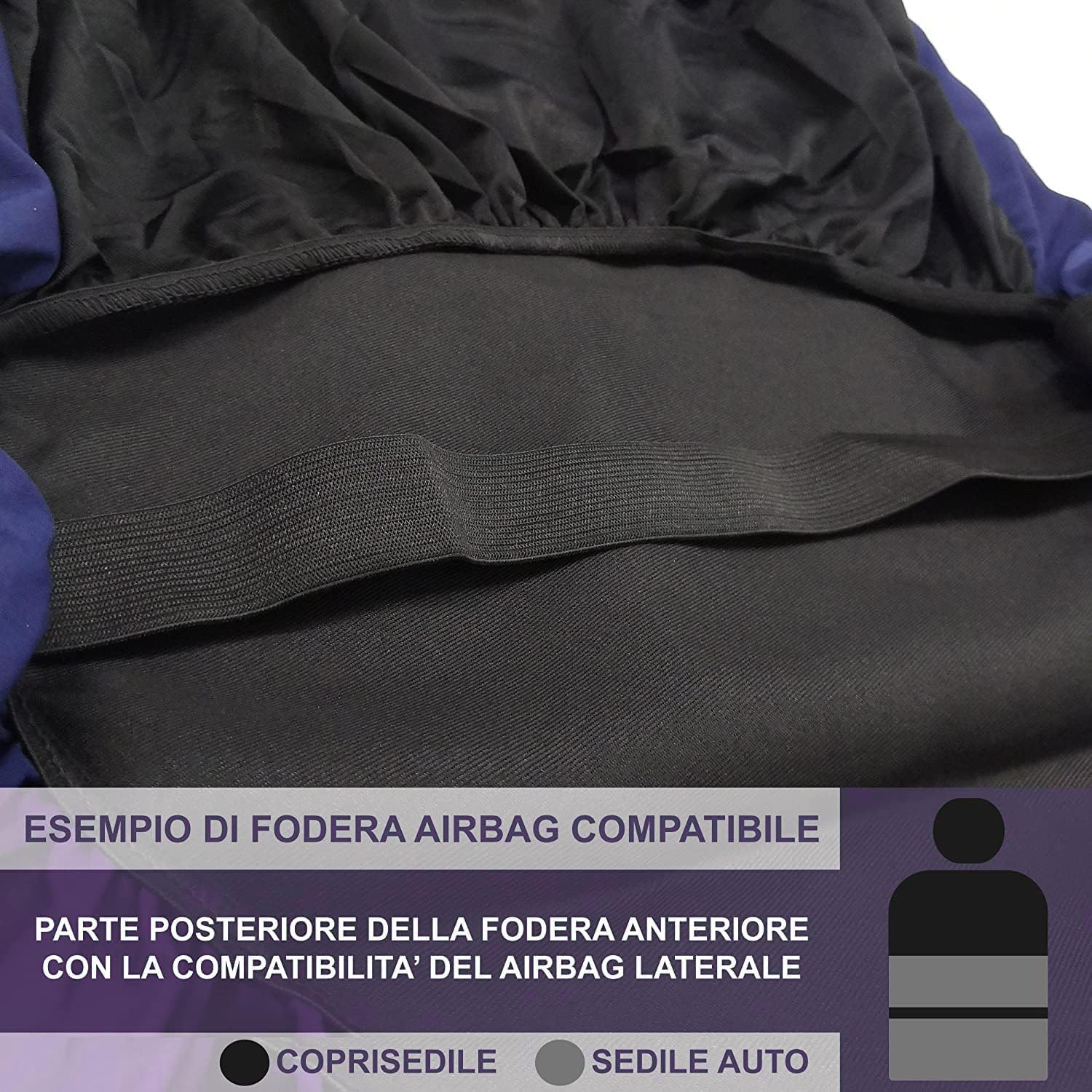 Rebeca Shop Hinweis: Kompatible Auto-Sitzbezüge, Schwarz, Dunkelblau, Set für Vorder- und Rücksitze, gesticktes Logo, Airbag, kompatibel mit Autozubehör, für den Innenbereich (Schwarz/Rot)