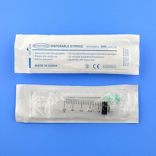 Miniatura 5 de Jeringa de 0.2 fl oz 21G con aguja Papel estéril desechable Embalaje 100Pack