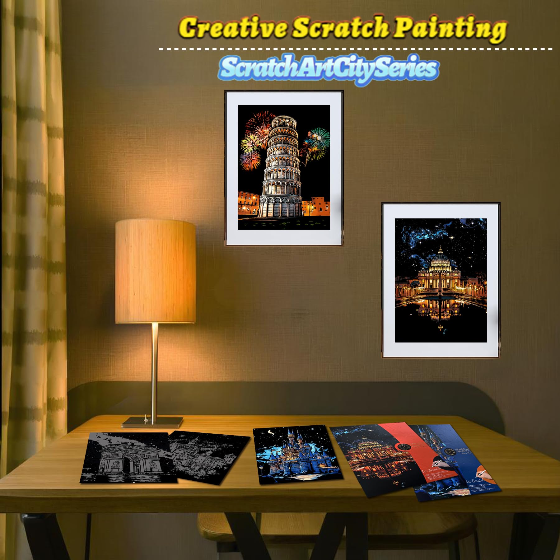 Scratch Art voor Volwassenen en Kinderen, Graveren en Etsen Kunst, Schraper Folie en Papier, Holografische Schilderij en Foto's, Creatieve Cadeauset voor Vrienden Scratch Art voor Volwassenen en Kinderen, Graveren en Etsen Kunst, Schraper Folie en Papier, Holografische Schilderij en Foto's, Creatieve Cadeauset voor Vrienden