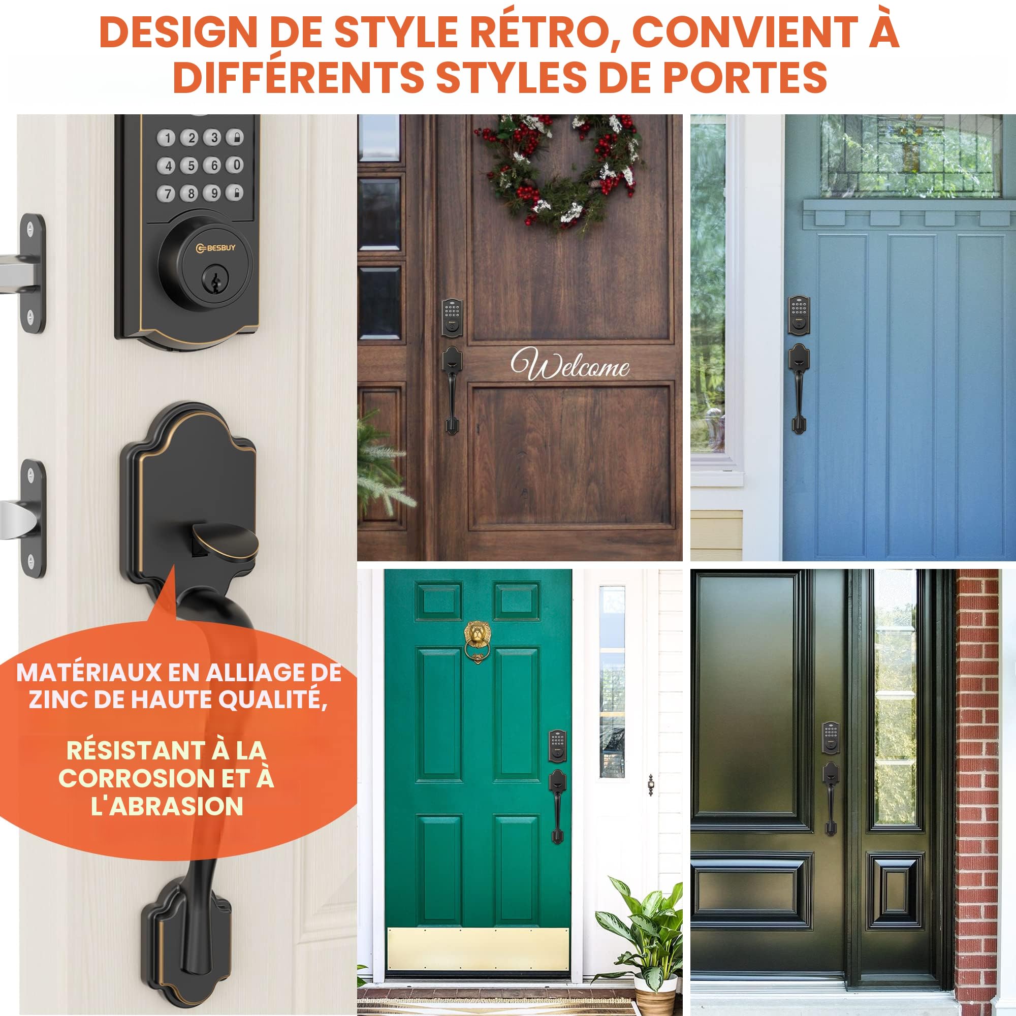 ACDOKE Smart Lock 4 En 1, Ensemble De Serrure De Porte à Empreintes Digitales Avec Contrôle