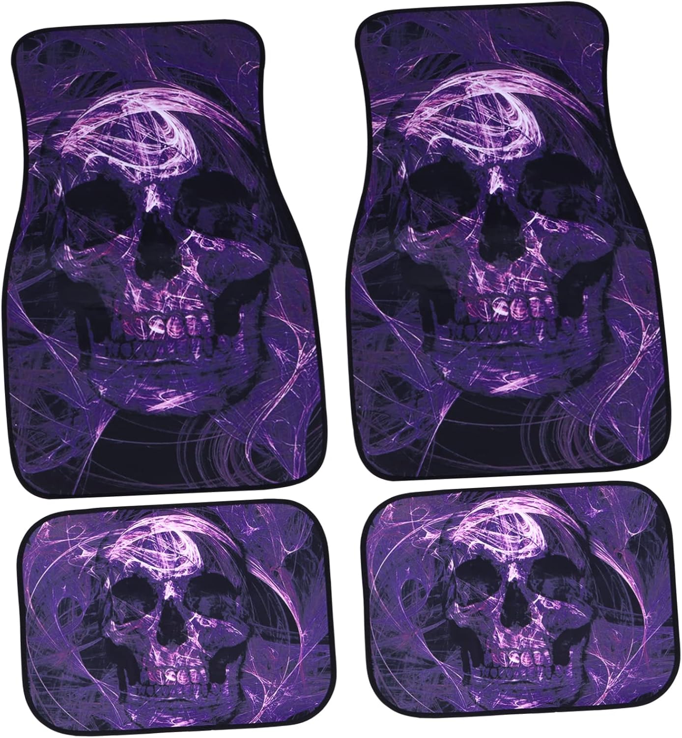 Luxshiny 4pcs Purple Skull Mats Car Floor Mats Carpet Floor Rugs Purple Carpet