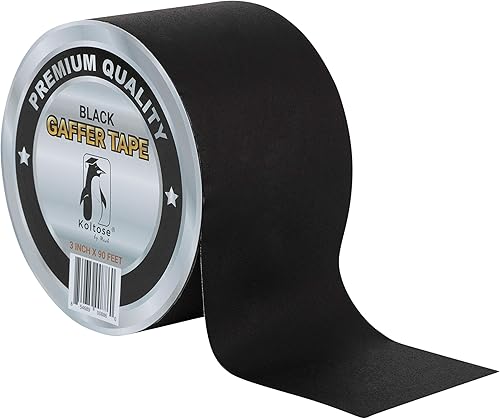 Cinta negra de 3 x 90 pies, cinta de tela resistente para polainas, no reflectante, resistente al agua, sin residuos, para uso en interiores y