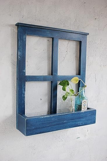 JL Home Decor Creative Wall Window Decoration Flower Basket Wall Hanging Wall Decoration Pendant Cafe Living Room Plant Flower Pot (Blue)