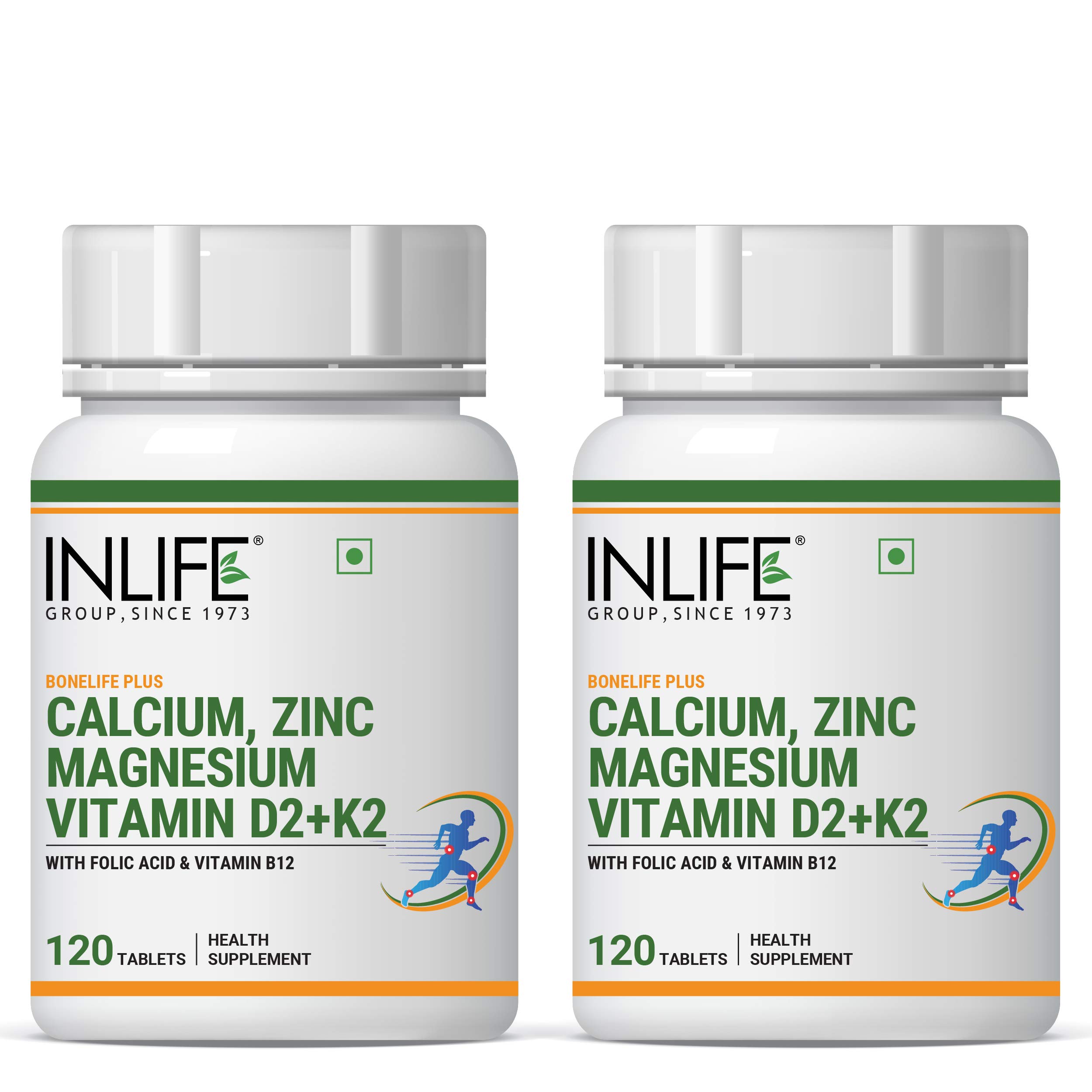 INLIFE Calcium Magnesium Zinc Vitamin D B12 | With K2 & Folic Acid Supplement | Bone & Joint Support Supplement for Women and Men - 120 Tablets (Pack of 2, 240) (B08Z7LMFVH) Amazon Price History, Amazon Price Tracker