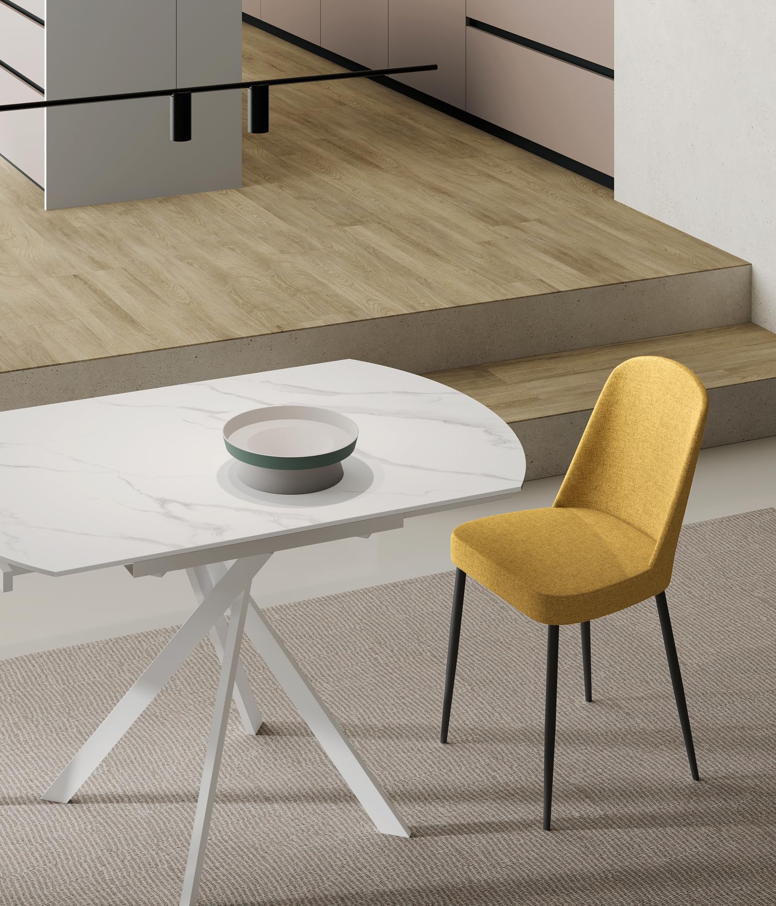 STONES HOME FURNITURE Tamara - Sedia in tessuto giallo 4 pz