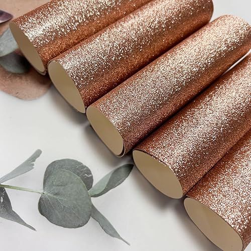 10 hojas de cartulina con purpurina de oro rosa, papel brillante de una sola cara de 8.5 x 11 pulgadas, papel de manualidades con purpurina gruesa