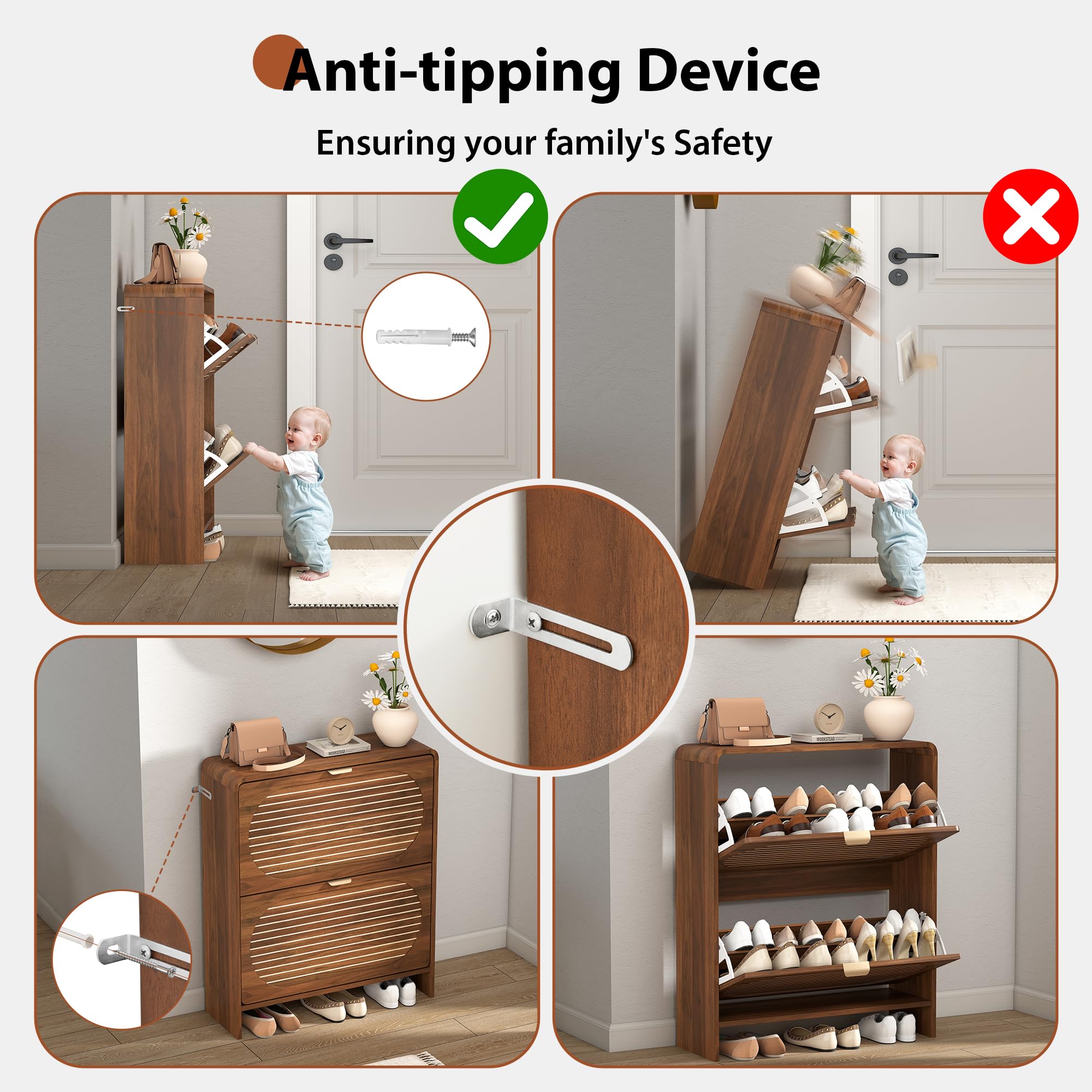 Amazon.com: SUJOUCRAFT Narrow Slim Shoe Storage Cabinet for Living