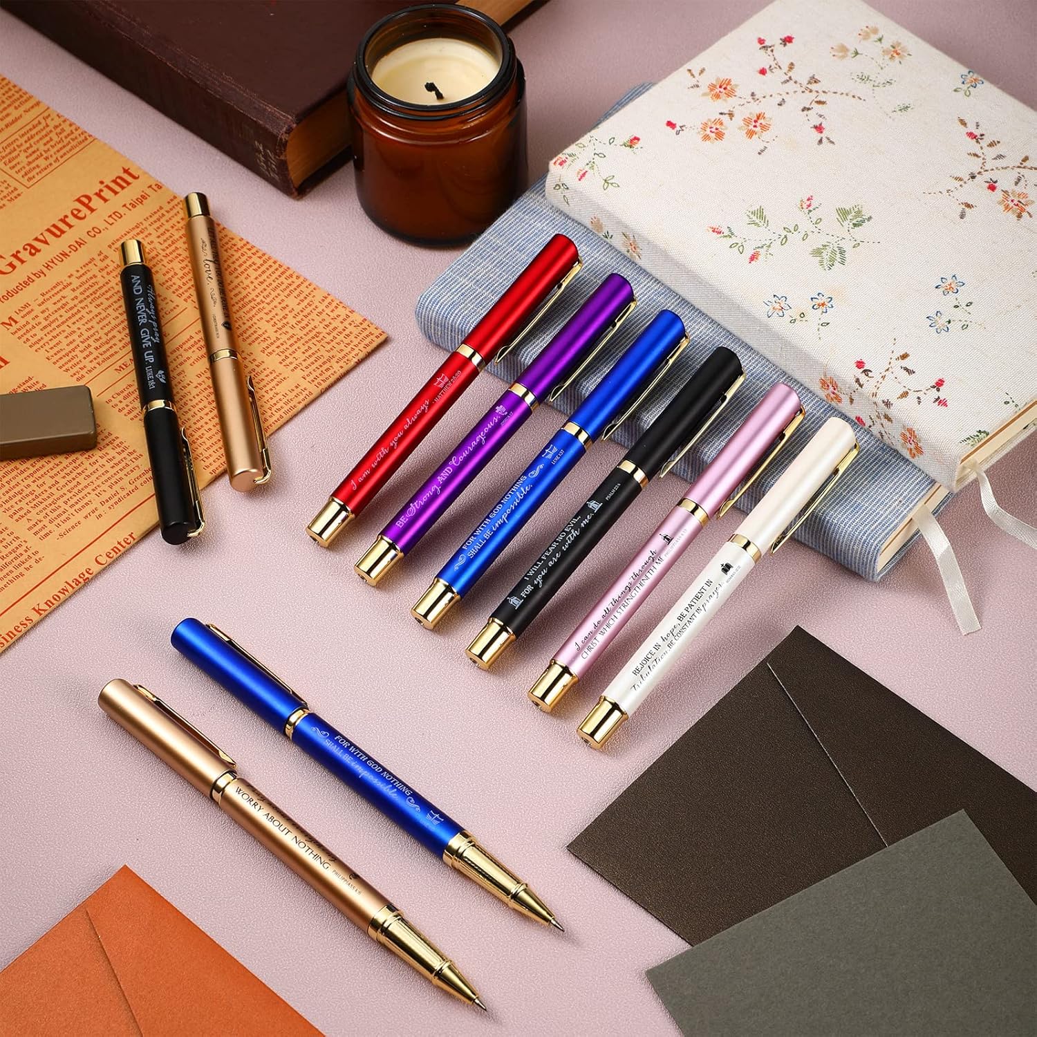 Fuutreo 50 Pcs Bible Verse Pens Christian Mothers Day Gifts Inspirational Quotes Religious Ballpoint Pens Bulk for Church Sunday Women Adults Clergy Appreciation Pastor Godmother