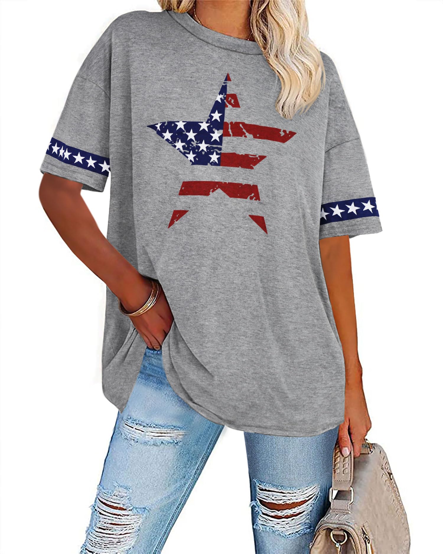 rosemiaWomens Oversized Tshirt Graphic Tees Crew Neck Summer Short Sleeve Loose Fit Tops